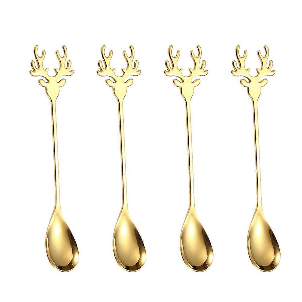 Long Coffee Spoons Mixing Drinks Serving Food Golden Round Smooth