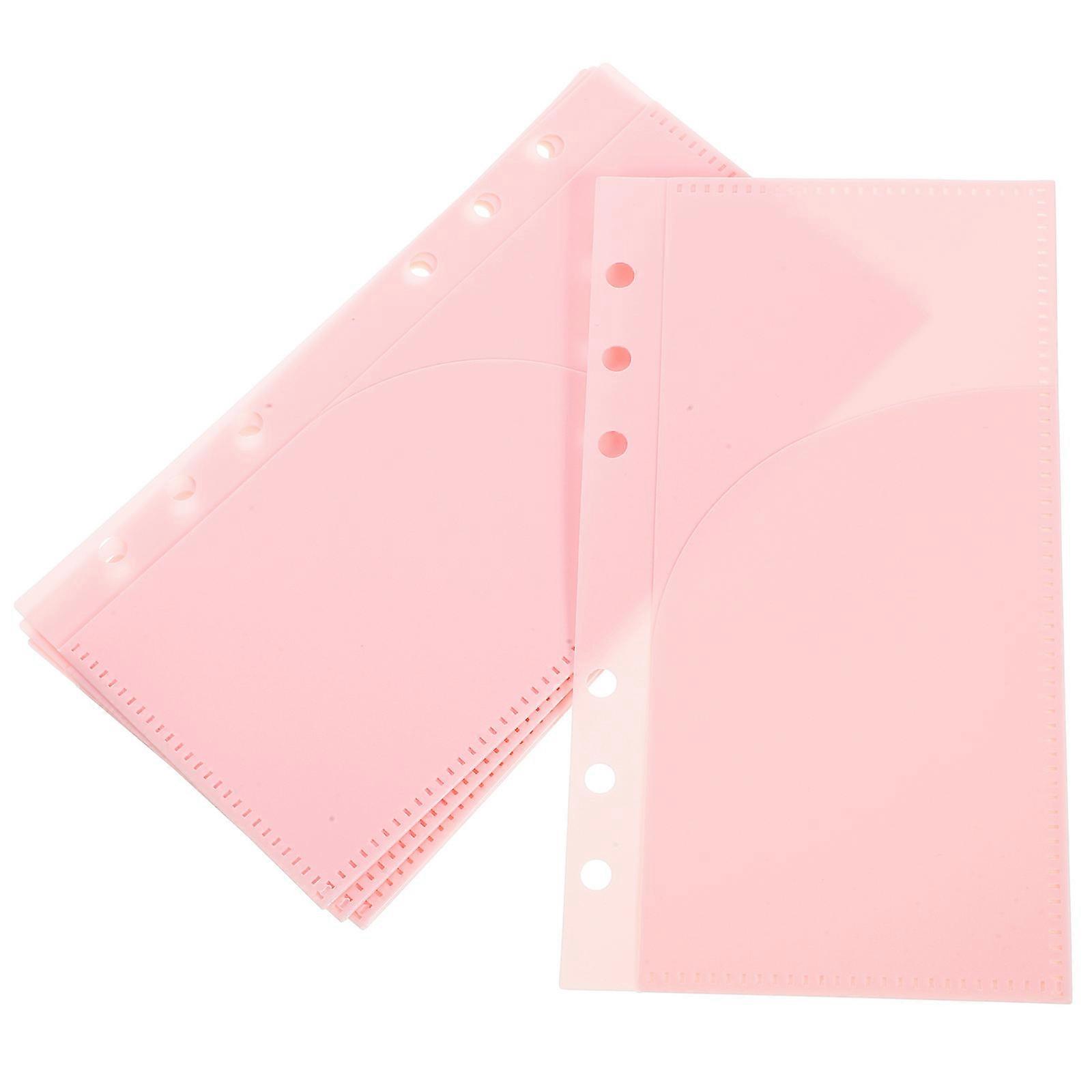 5Pcs Binder Pocket Inserts Loose Leaf Bags for Files Documents Home Organization 6.68X3.73In Double Layer Design