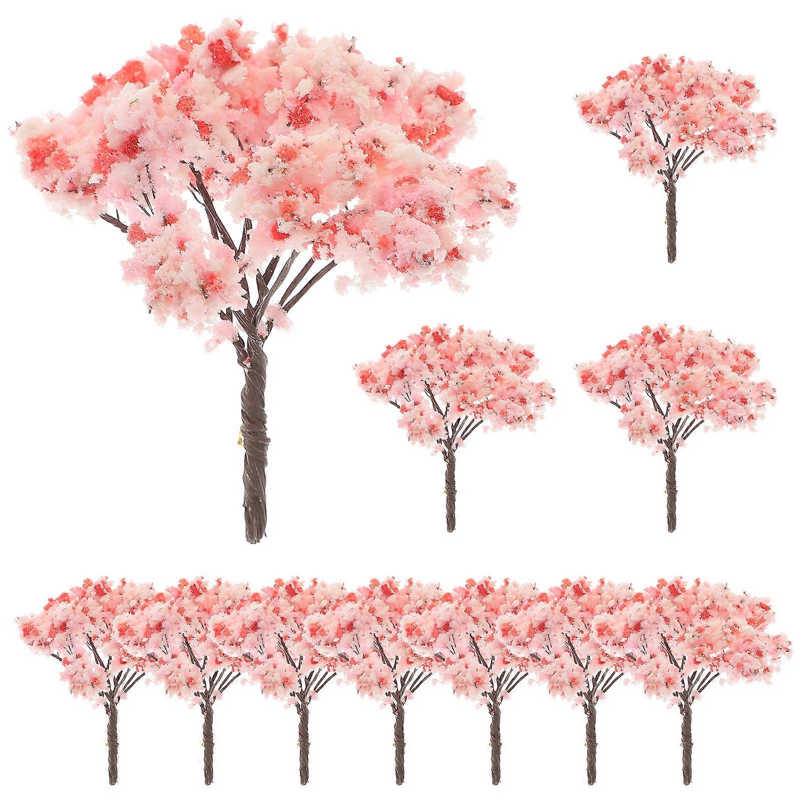 Simulated Cherry Tree Model 12Pcs Pink ABS with Realistic Visuals for Fake Tree Decor and Home Use