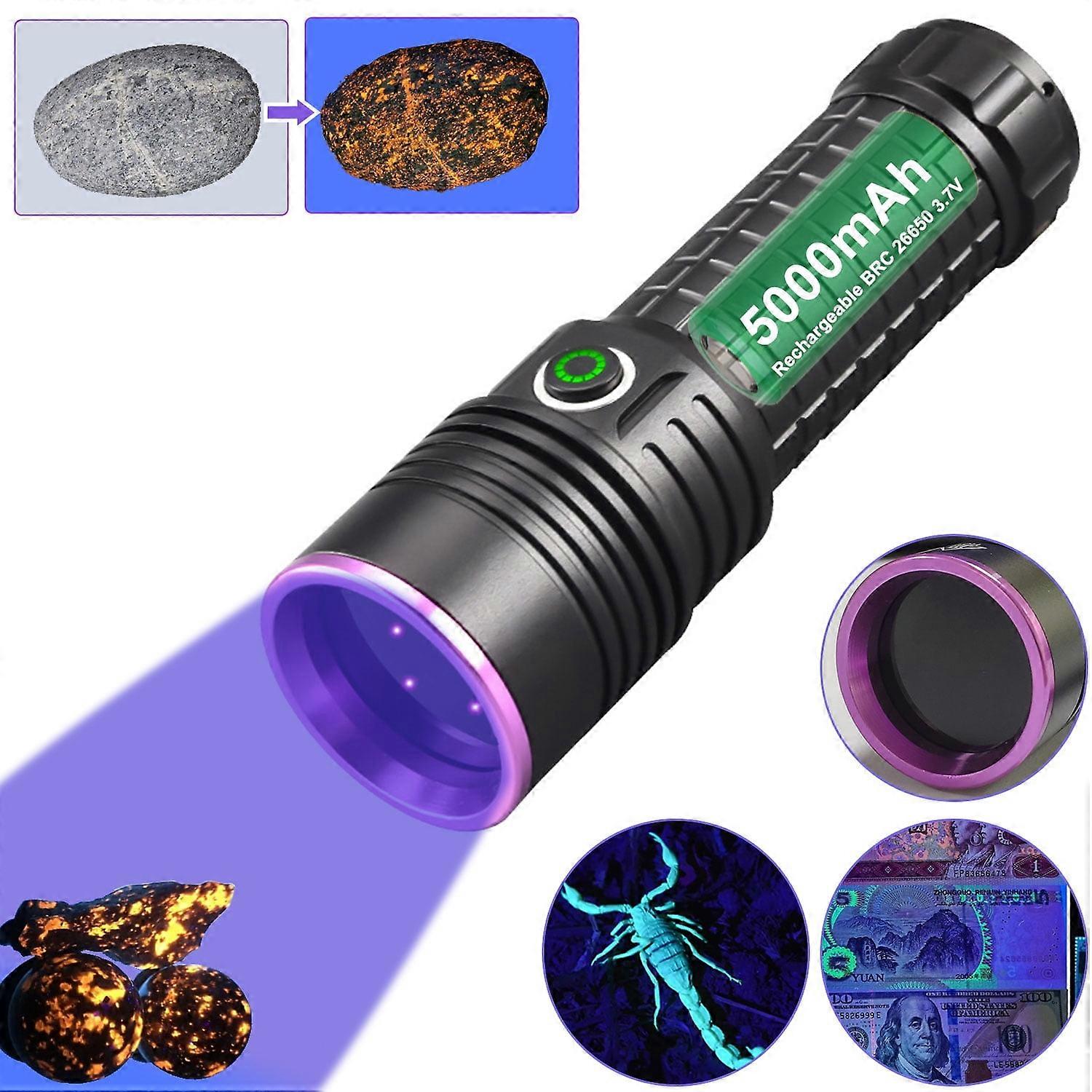 Vastfire Powerful LED UV Flashlight with USB C Charging Cable