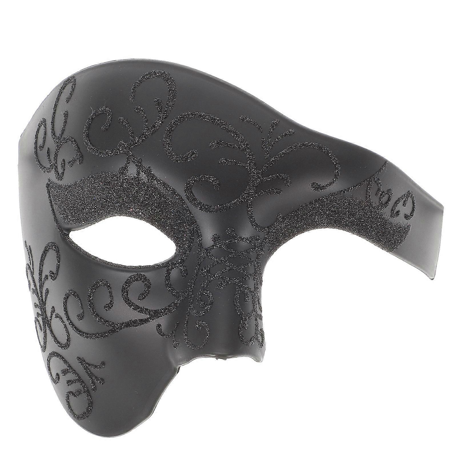 Black Masquerade Mask Men Half Face Mask for Cosplay 3Pcs Set