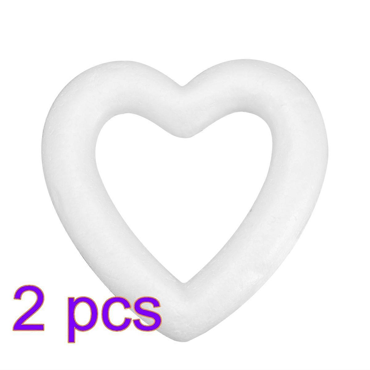 White Modeling Foam Hollow Love Heart for Creative DIY 2Pcs