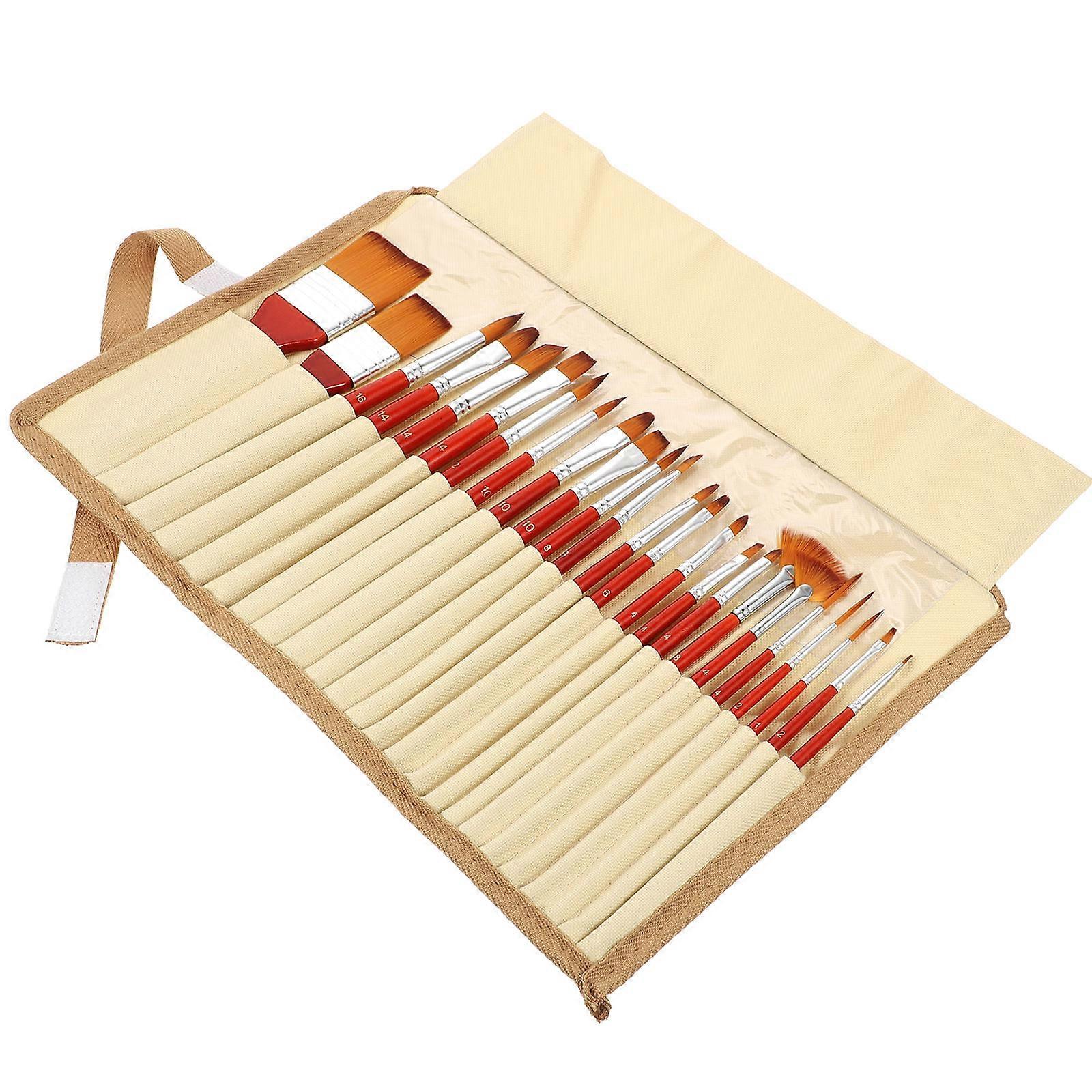 5 Sets Acrylic Painting Brushes Designed For Art Professionals In Materials And Khaki Color