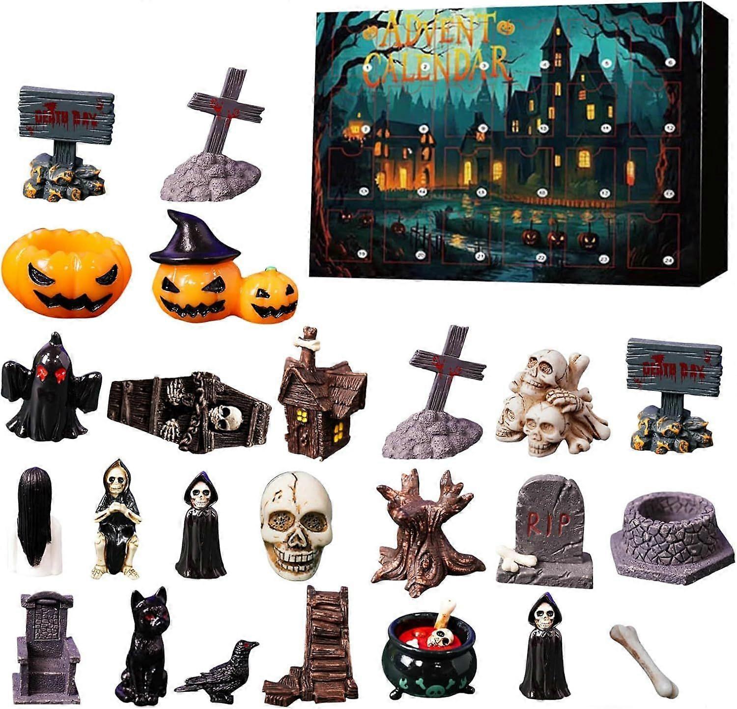 2025 Halloween 3D Countdown Calendar Non - Flat Design  Includes 24 Statues Halloween Arrival Countdown