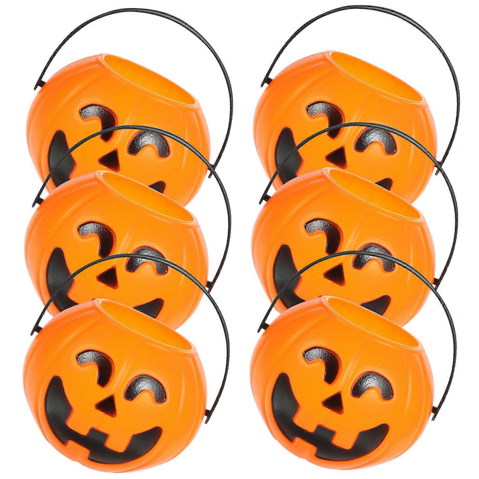 Plastic Pumpkin Bucket for Halloween Candy Storage 18Pcs Set