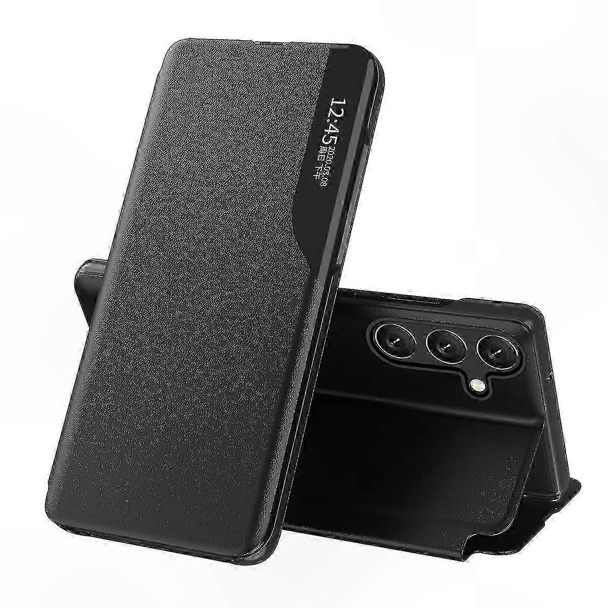 PU Leather Stand Case with View Window for 5G Phones