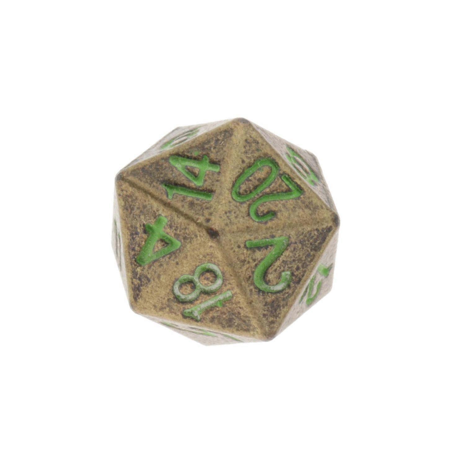 Solid Metal D20 Polyhedral Dice for D&D RPG Gaming Twenty Sided Die Bronze
