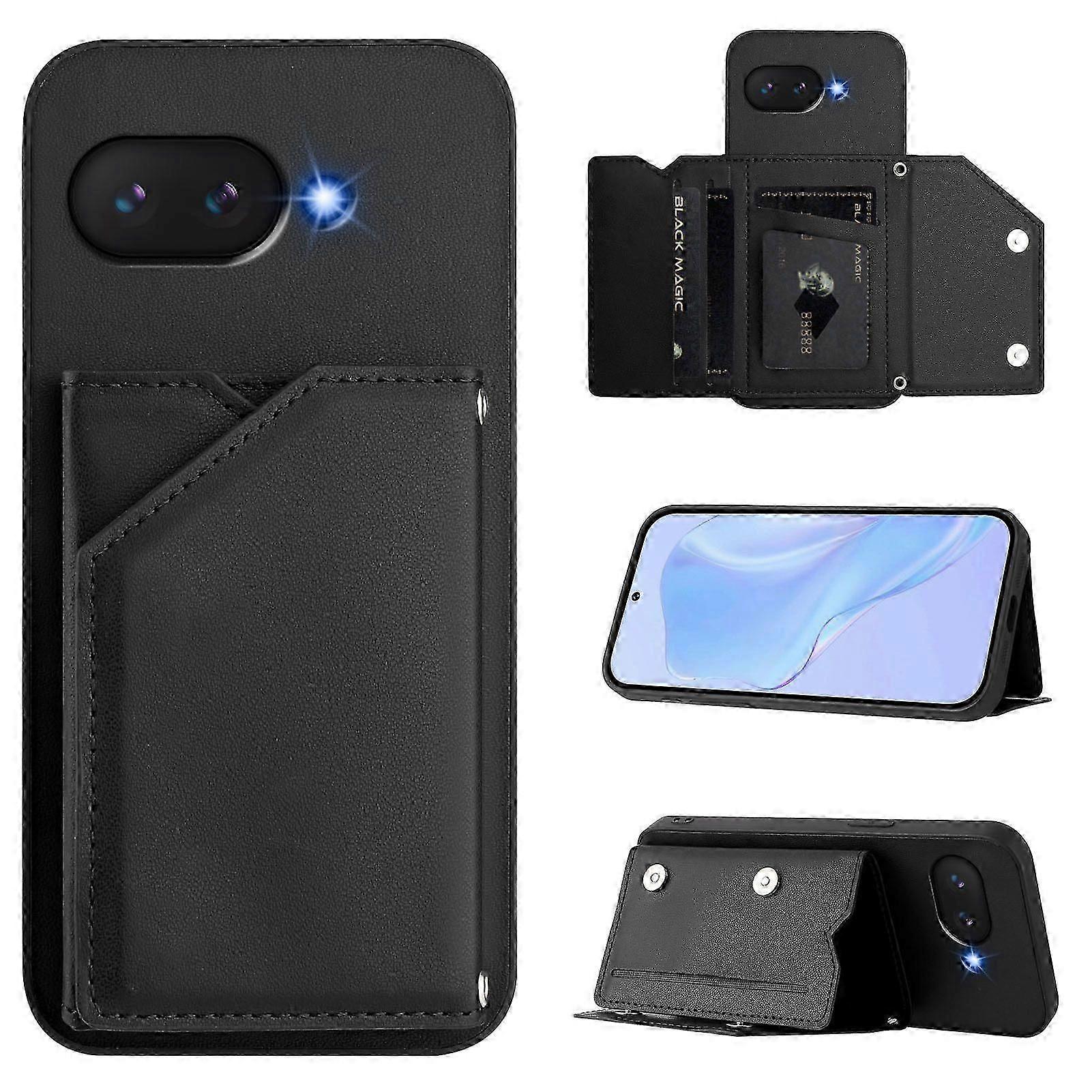 Shockproof Wallet Case for Google Pixel 9A Magnetic Closure Card Slots with Shoulder Strap Cover Compatible with Google Pixel 9A