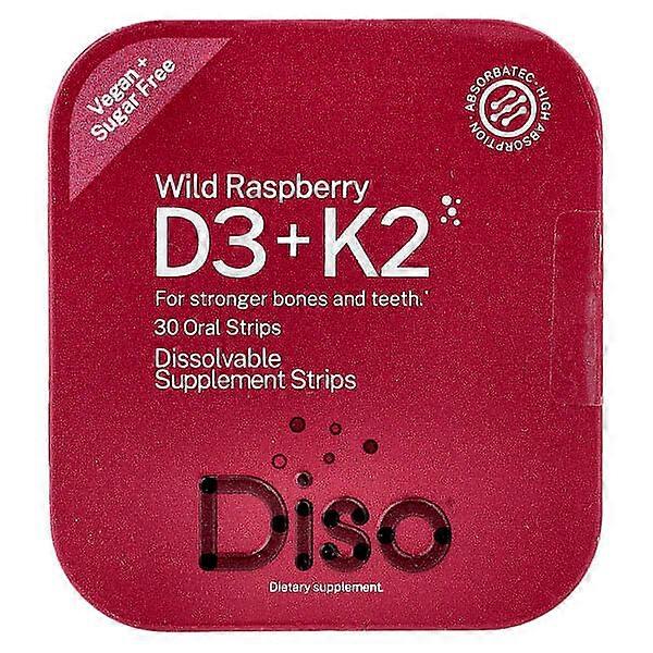 Diso, Vitamin D3 + K2, Wild Raspberry, 30 Oral Strips