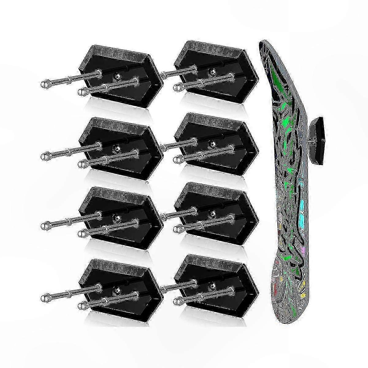 8-Pack Skateboard Wall Mount with Screws, Floating Hanger Rack for Hanging Skateboards