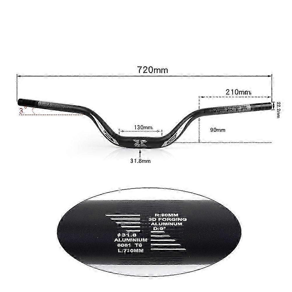 MTB Heightened risers Handlebar Crossbar With Large Angle Swallow Shaped Handlebar 720/780mm Biker Cycling Part
