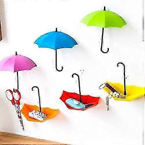 Pack Of 6 Keychain Umbrellas And Storage Pocket With Wall Mount - Practical Aesthetic And Design Decoration