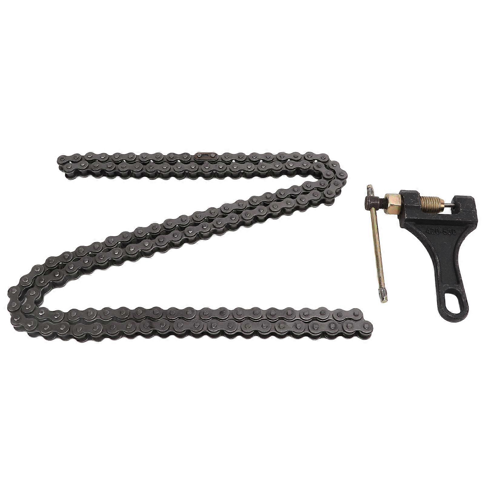 Motorcycle Chain 420 Standard Roller Chain with Chain Breaker for 50cc 70cc 90cc 110cc 125cc ATV Go Kart Mini Bike