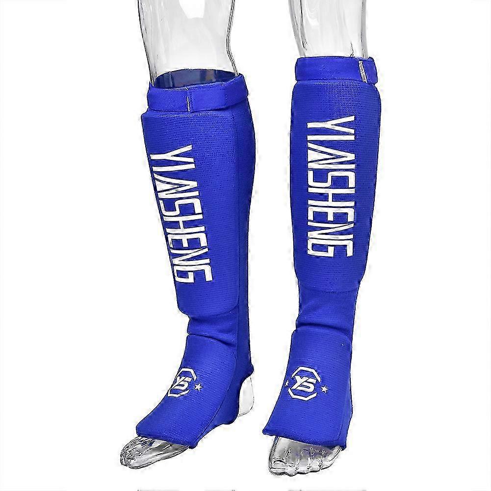 1 Pair Durable Breathable Leg Foot Guard Protector for MMA Boxing Karate Taekwondo(Blue M)