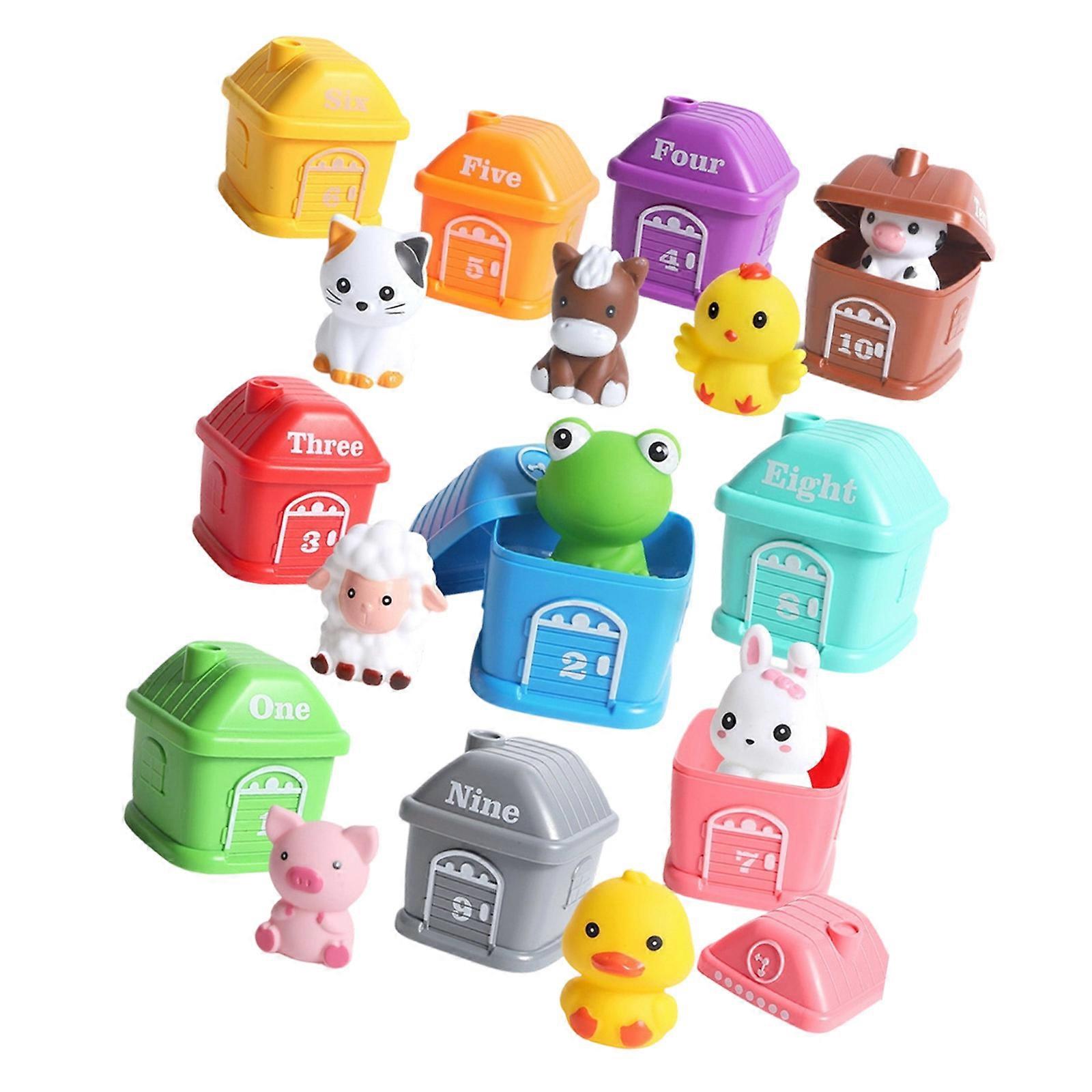 10Pcs Animal Finger Puppet Counting Toy Early STEM Learning Playset for Kids 3+ Multicolor