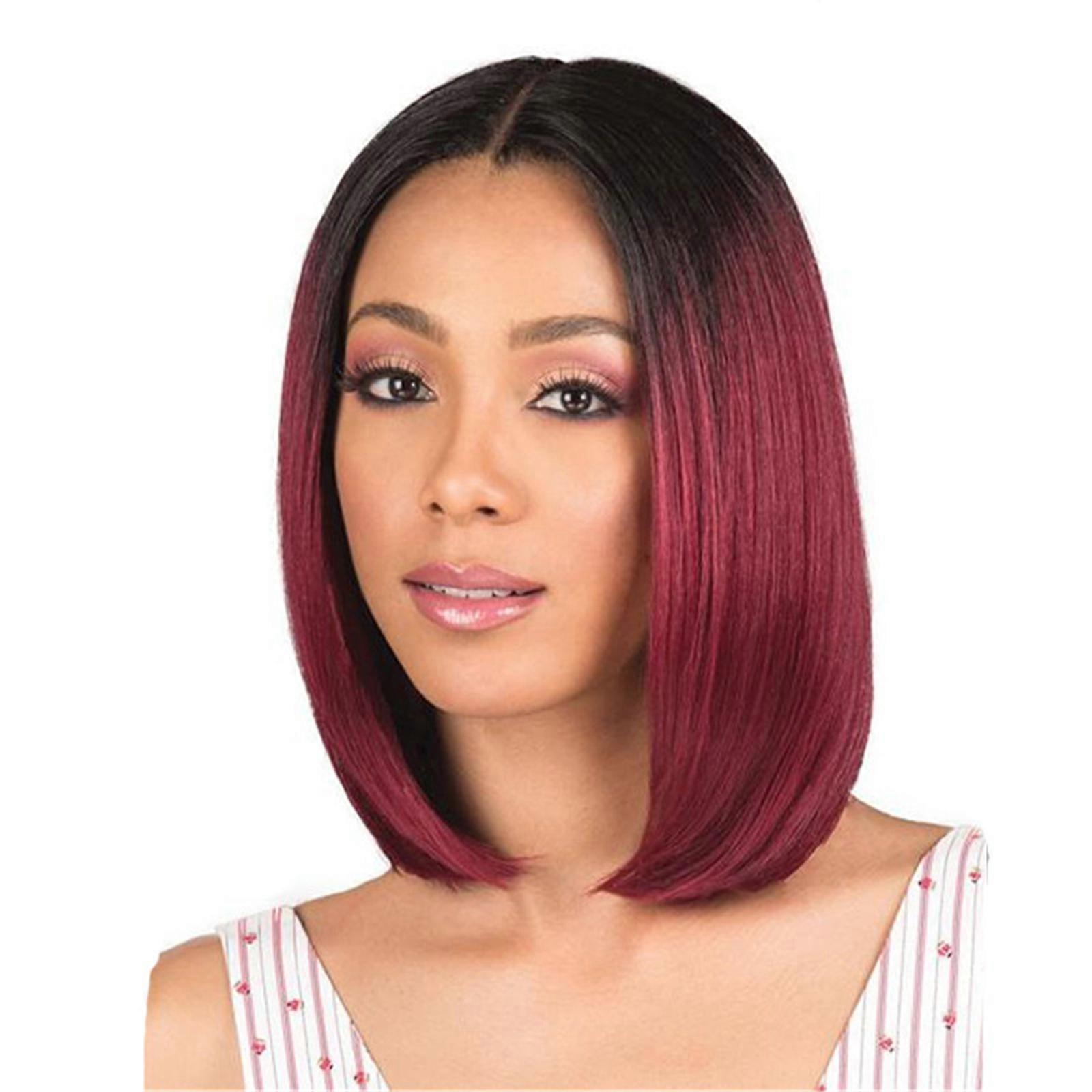 Natural Volumes Synthetic Short Bob Full Wigs With Breathable Lining For Daily Use And Active Lifestyle Multicolor