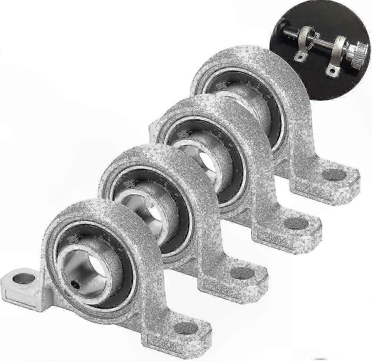 4 Pack 20mm Self-Aligning Flange Ball Bearings, Pillow Block Mounted