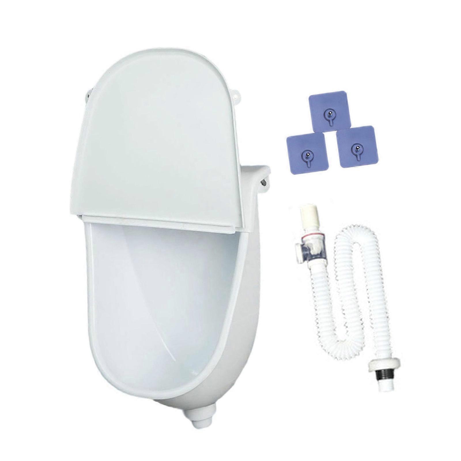 Quick Install Urinal With Odor Blocking Lid Compacts Wall Mounted Urinal With Lid for Residential And Public Bathrooms  White