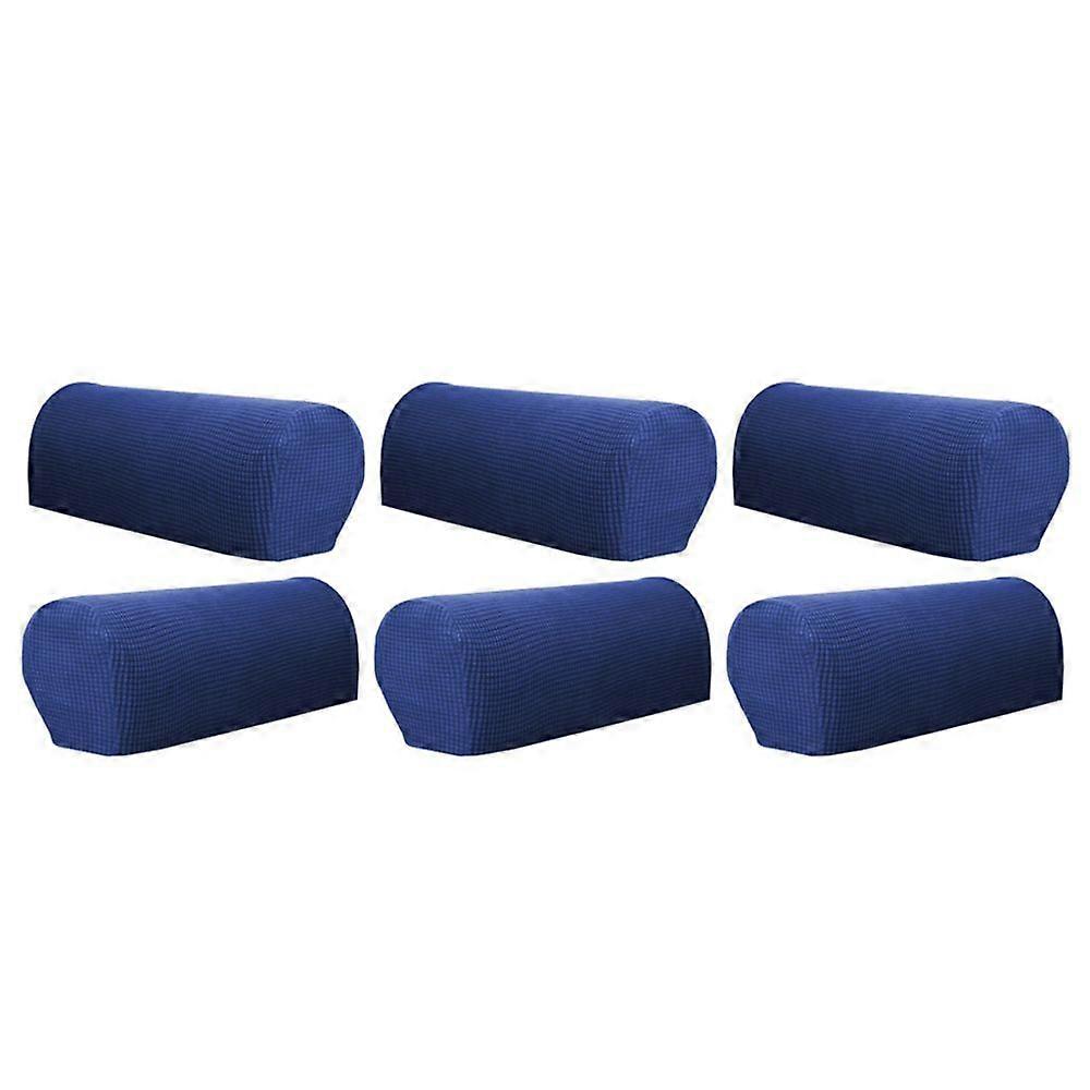 Set of 6 Flannel Sofa Arm Covers for Furniture, Dark Blue