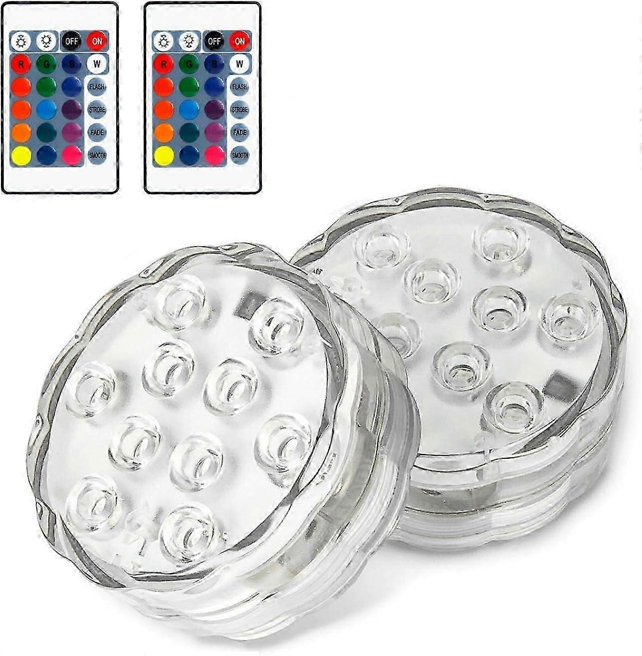 2-Pack Submersible Lights with Remote Control - Battery Operated, Waterproof and Versatile LED Lights for Pools, Vases and Aquariu [jkw]