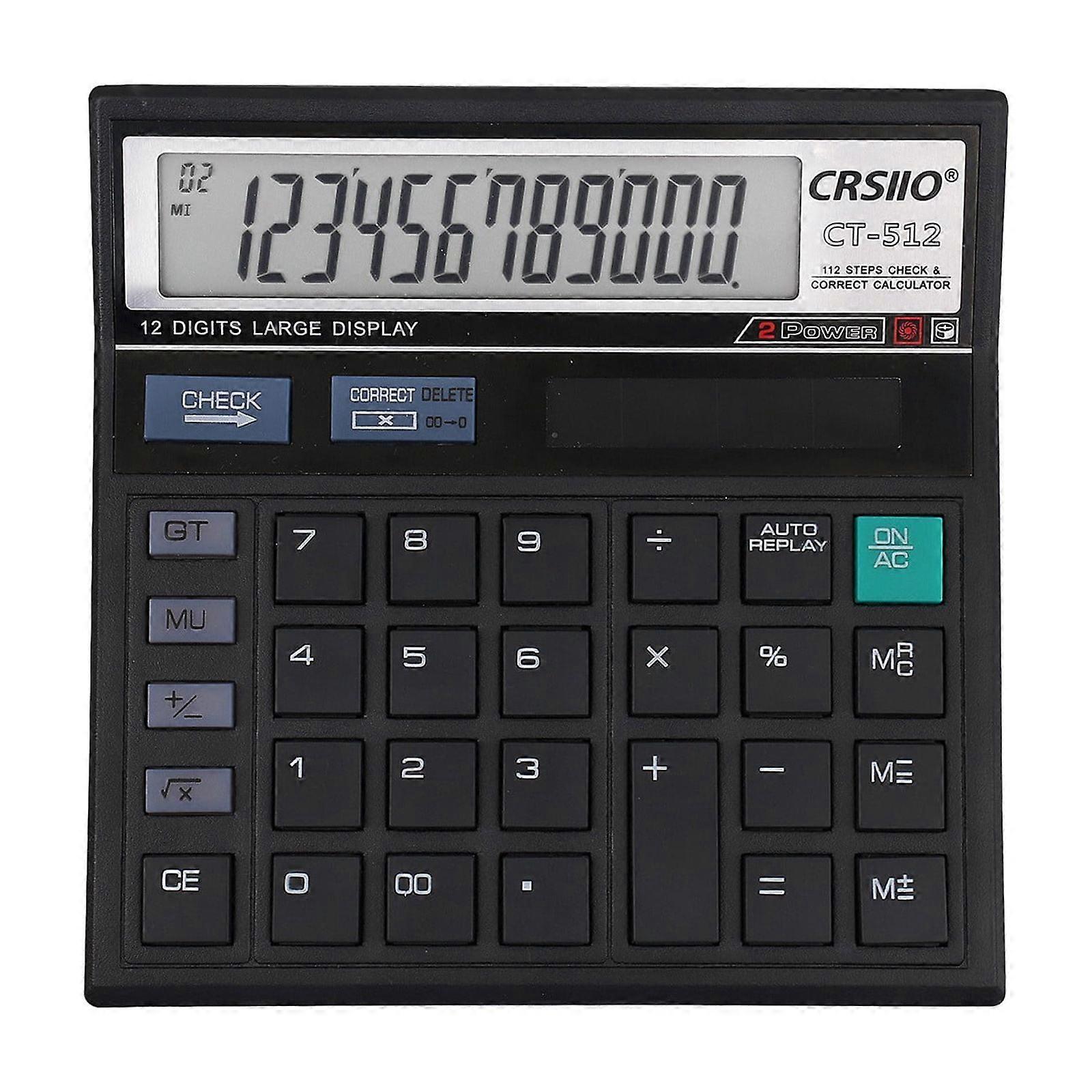Battery Calculator 12-Digit Portable Calculator with Large Buttons for Study Business and Office Use