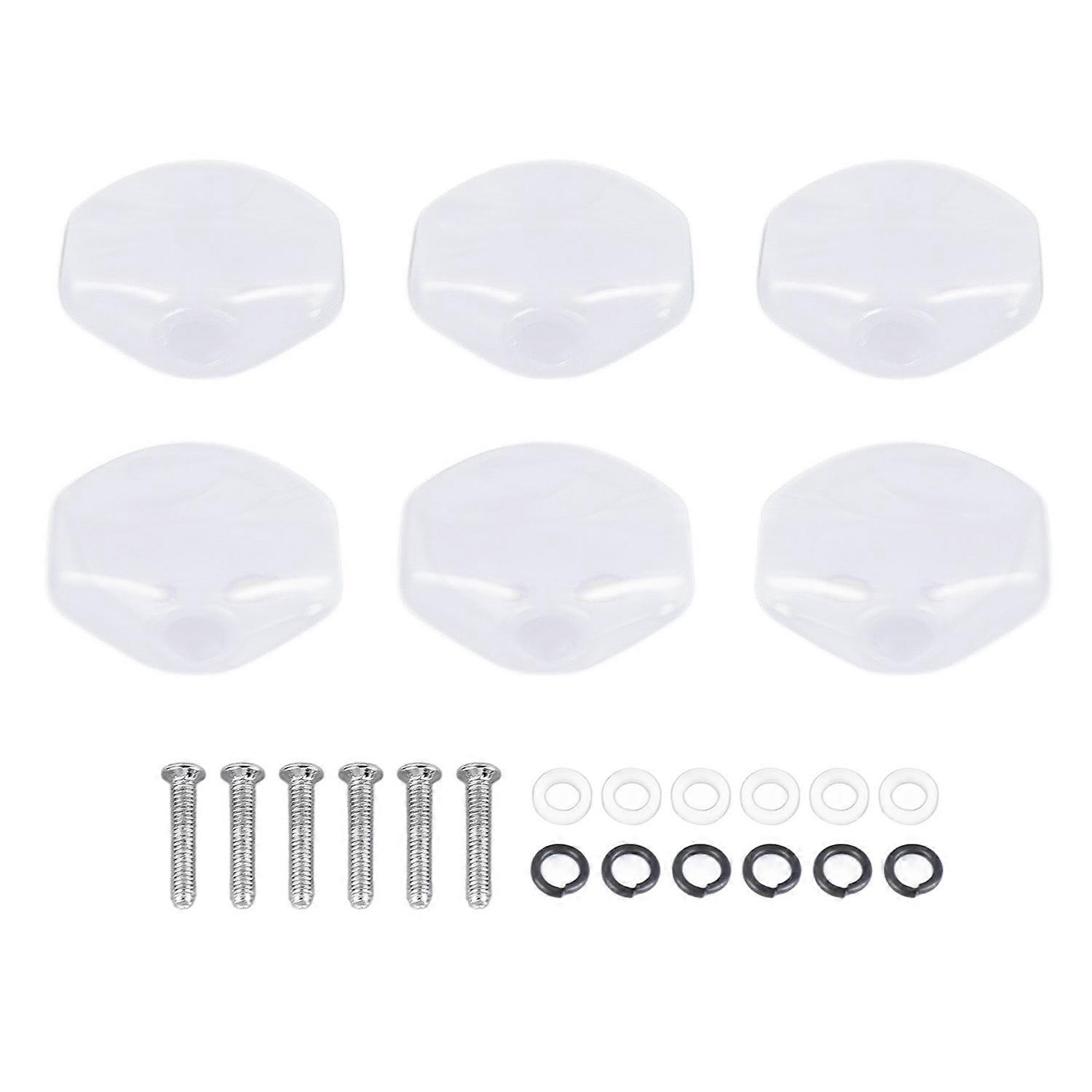 6Pcs Guitar Tuning Peg Cap Plastic Tuner Key Cover Machine Head Knob Cap for Replacement White