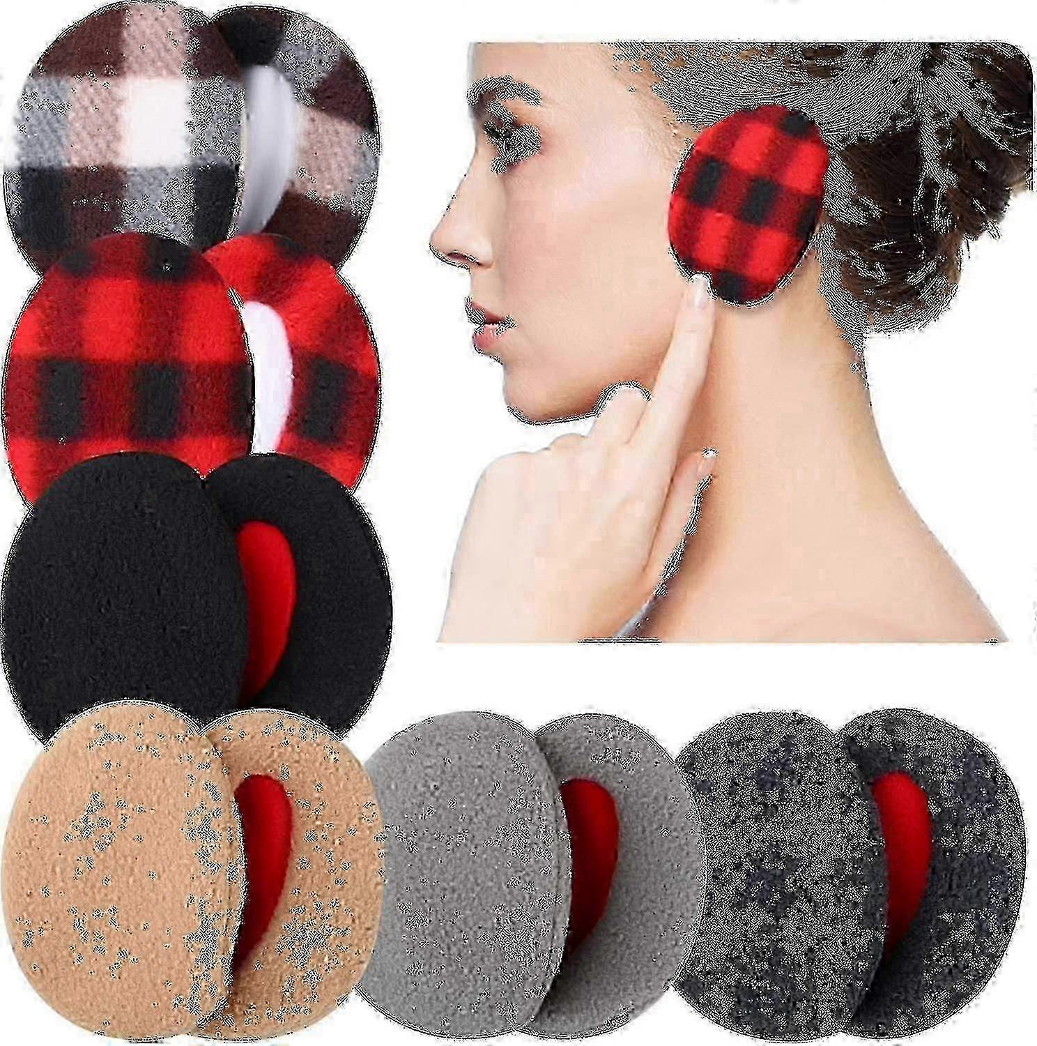 6 זוגות מחממי אוזניים ללא רצועה, כיסויי אוזניים מפליז לחורף, יוניסקס, 6 צבעים - Pj