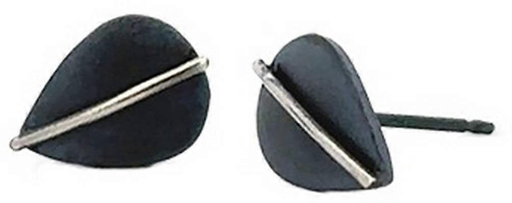 Ti2 Titanium Jungle Leaf Stud Earrings - Black