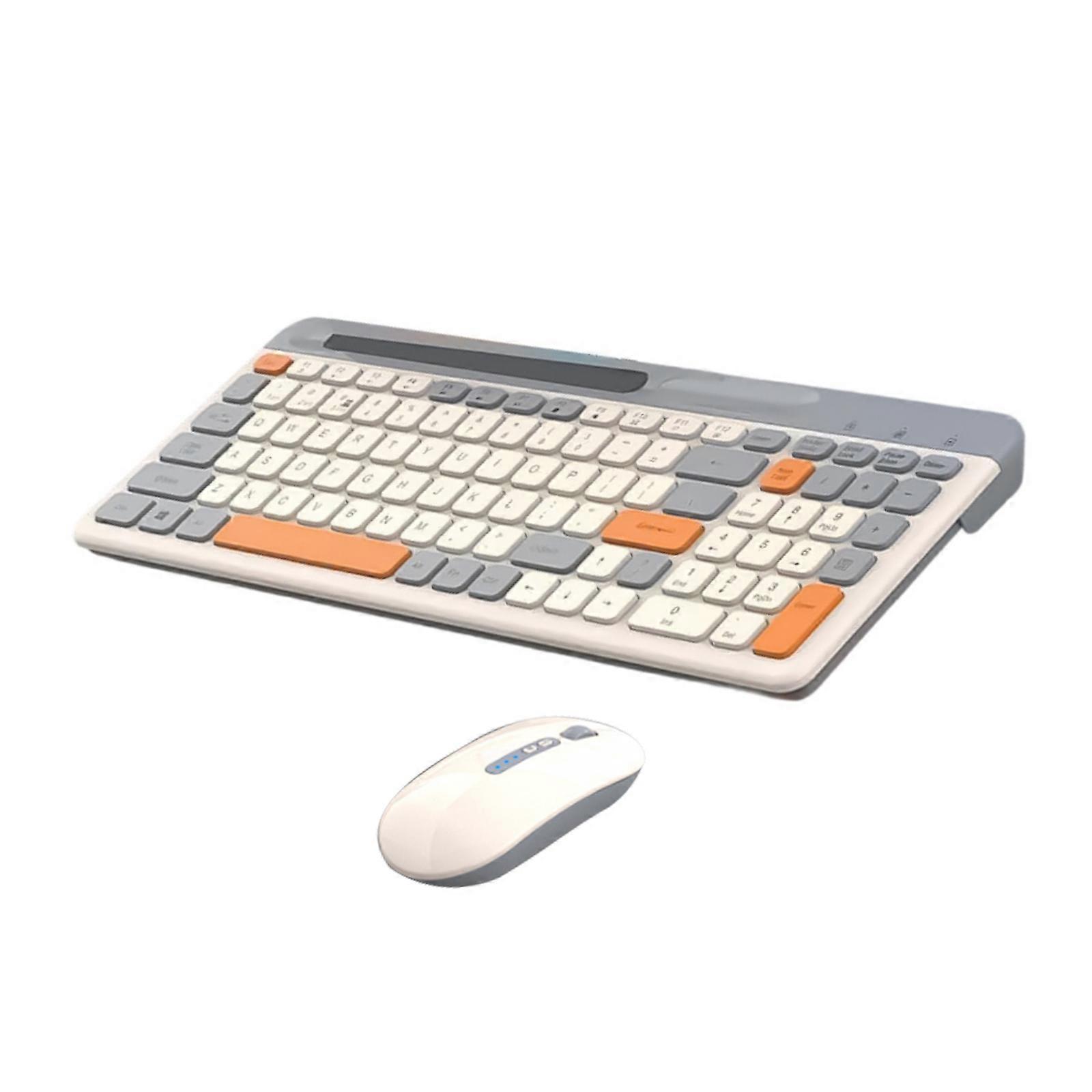 Compactly Wireless Keyboard Mouse Ergonomic Designs for Efficient Workflows Rechargeable Keyboard 400mAh Battery  Light gray