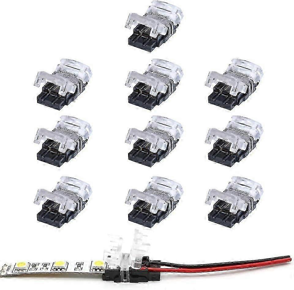 2 Pin Led Strip Connector,10 Pack 2 Pin Led Strip Connector For Smd 5050/3528 Led Strip Single Color Waterproof And Non-waterproof 10mm