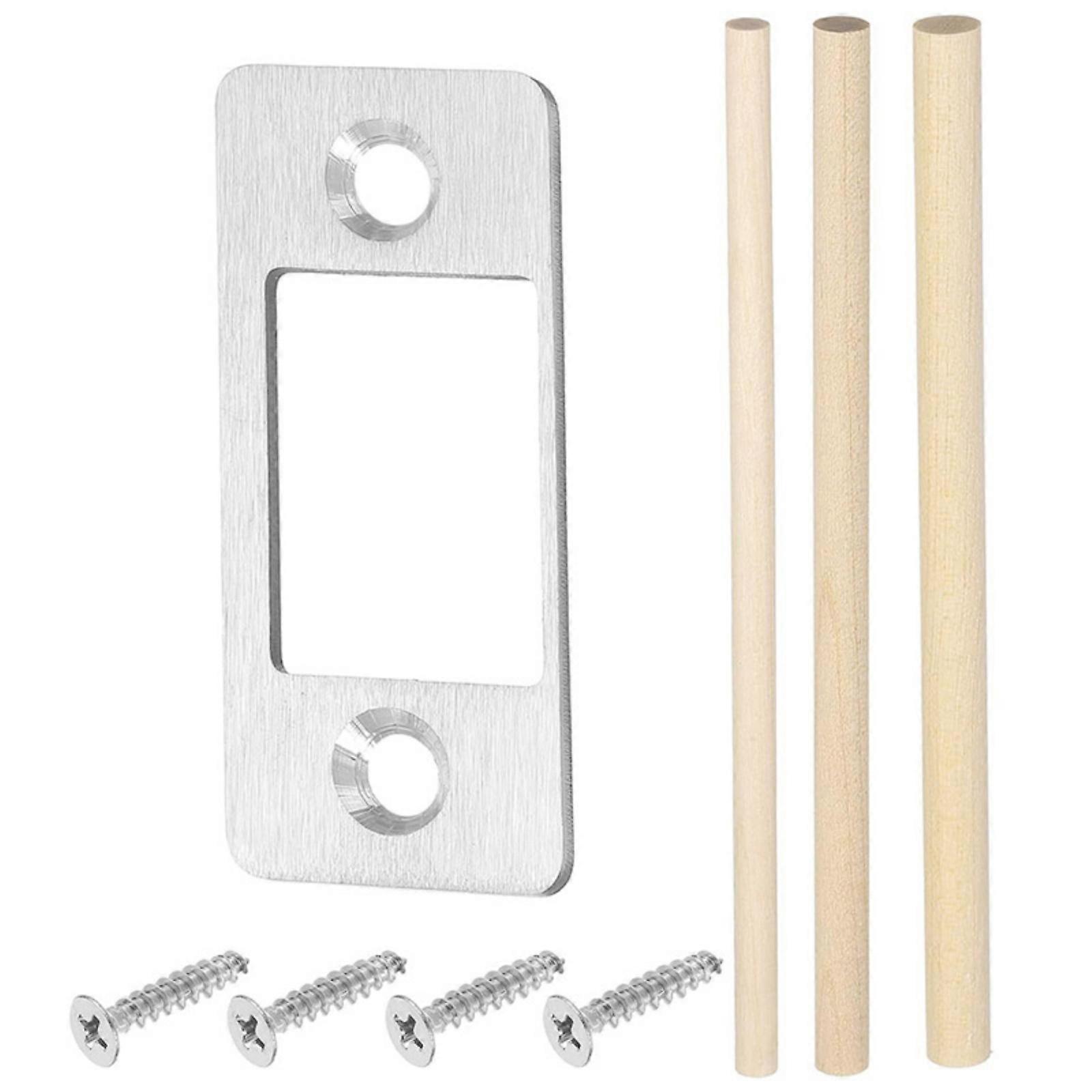 Metal Door Strikes Plate Corrector Large Hole Round Corner Strikes Backplate Prevents Sticking and Misalignment  Silver1
