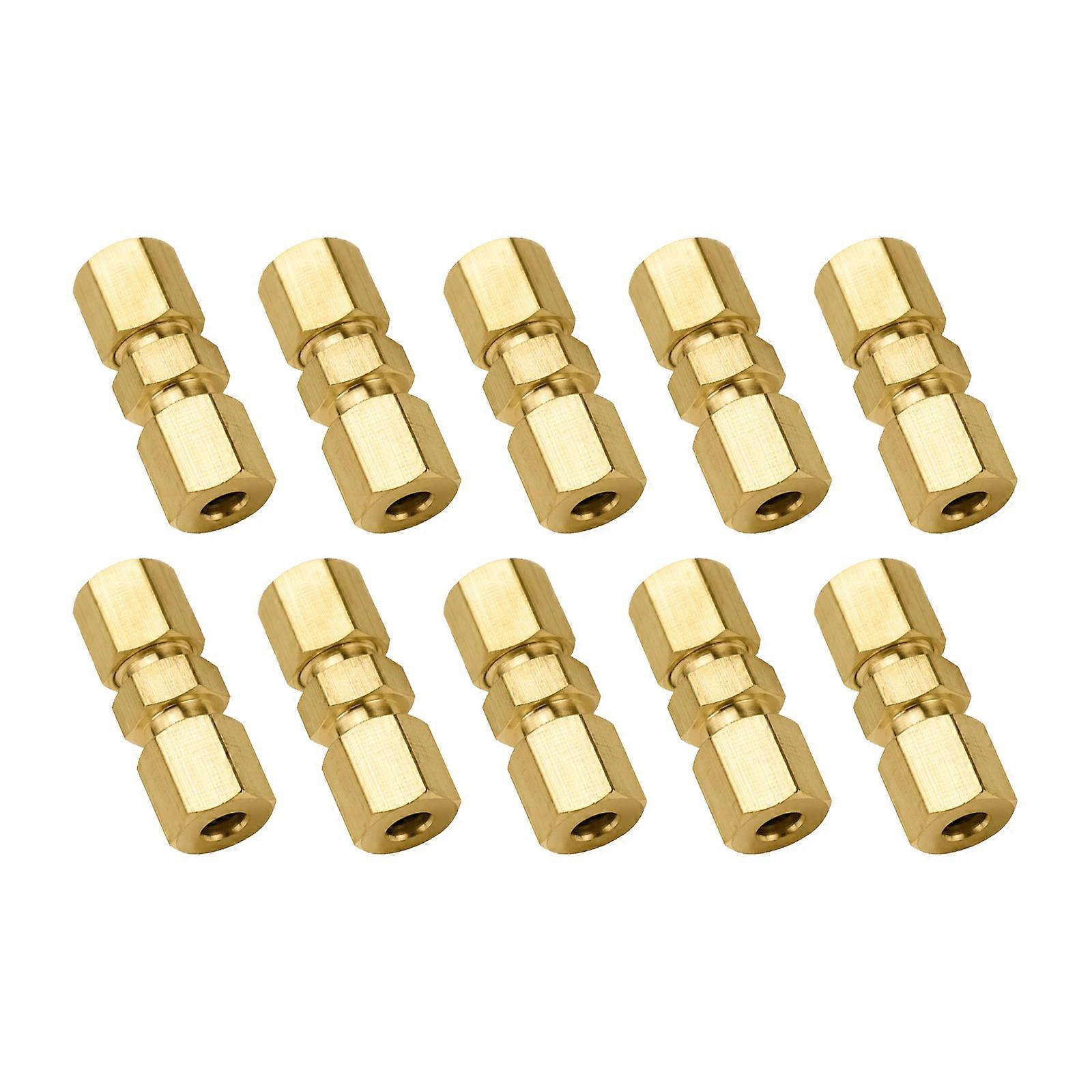 10pc Double End Threaded Brass Brake Line Connectors 4.76mm Flareless Design For Secure Automotive Tubing Installation Multicolor