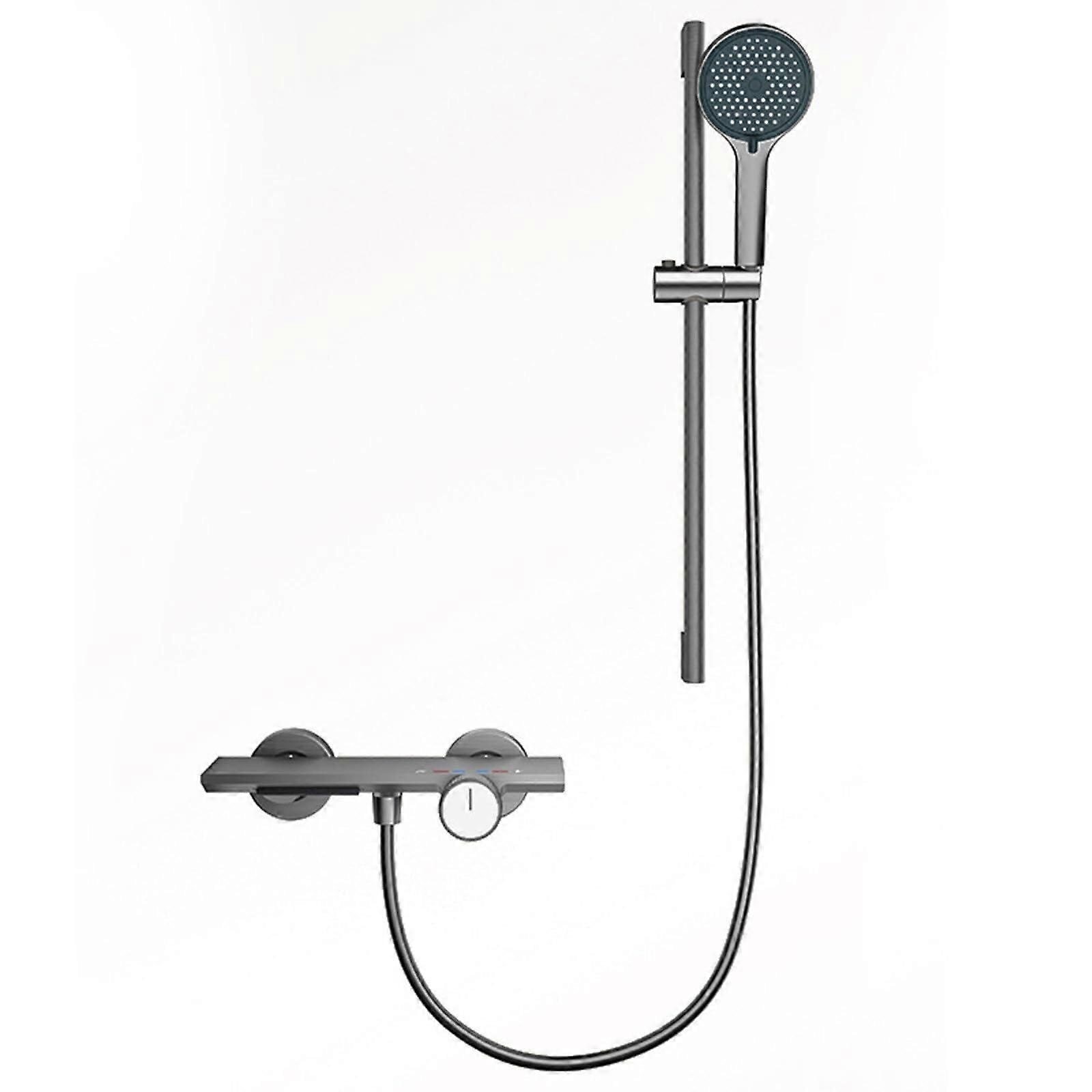 Waterfall Bath Mixer Taps With Shower Gray Wall Mounted Waterfall Bath Tap With Riser Rail Gray Finish Modern Style