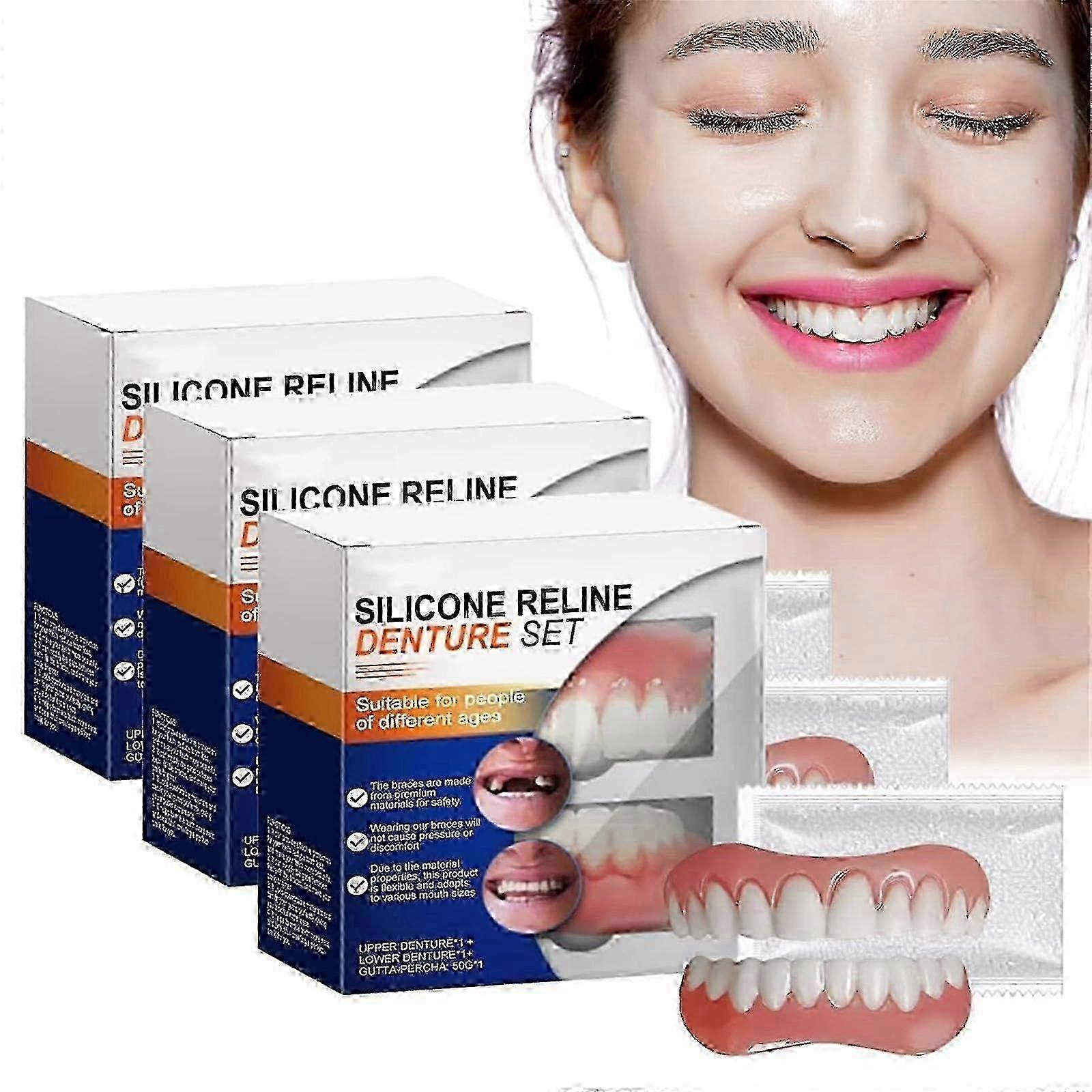 Silicone Denture Reline Set with Upper & Lower Restoration - Soft Denture Solution for Comfort Fit