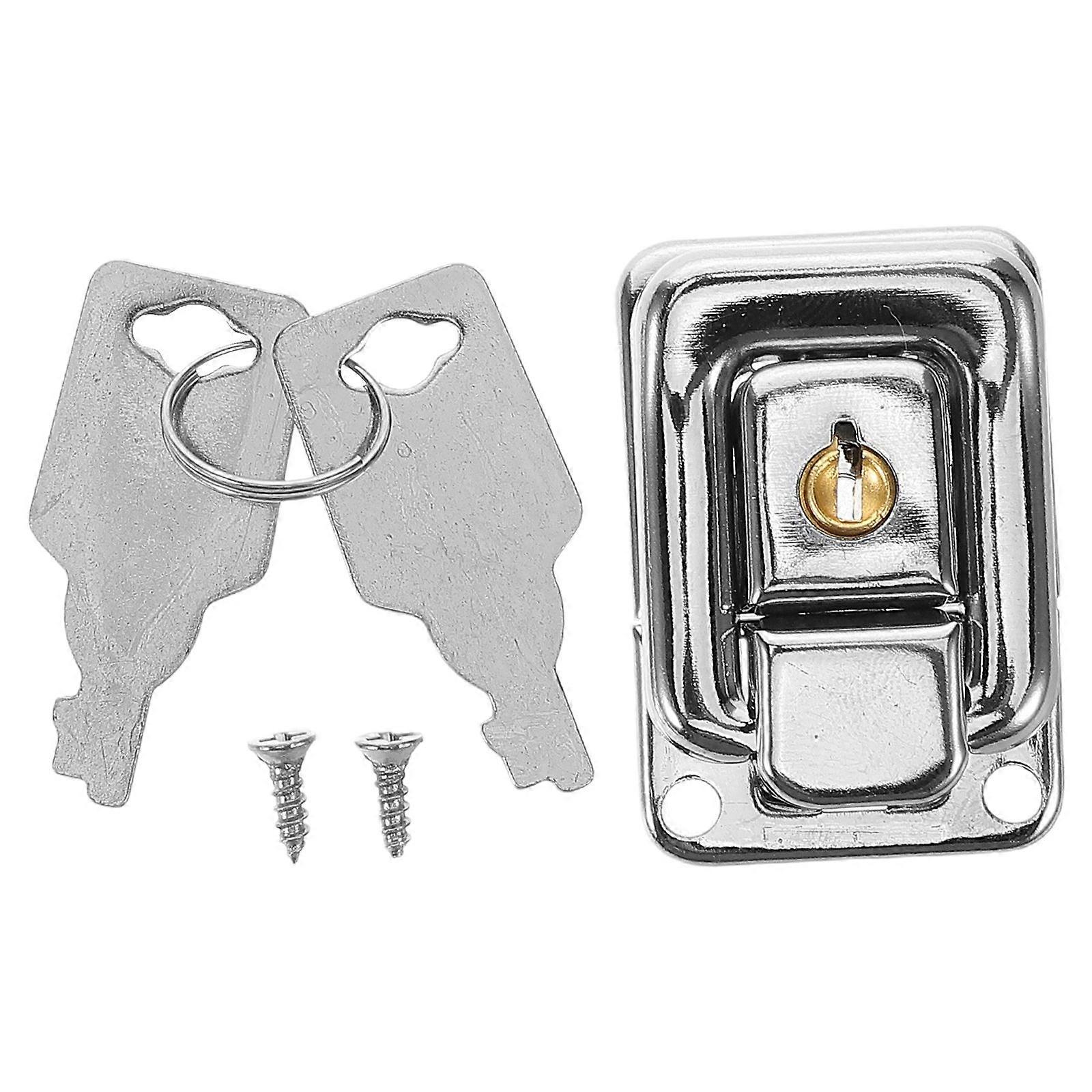 4pcs Iron Box Latch Set with Key for Jewelry Boxes Wooden Chests Toolboxes and Suitcases Locking Clasp Toggle Catch Latch