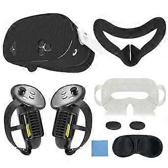per Meta Quest 3S Host Handle Cover protettiva, visiera protettiva, cappuccio joystick, cuscinetto per occhiali, copertura protettiva per obiettivo nero
