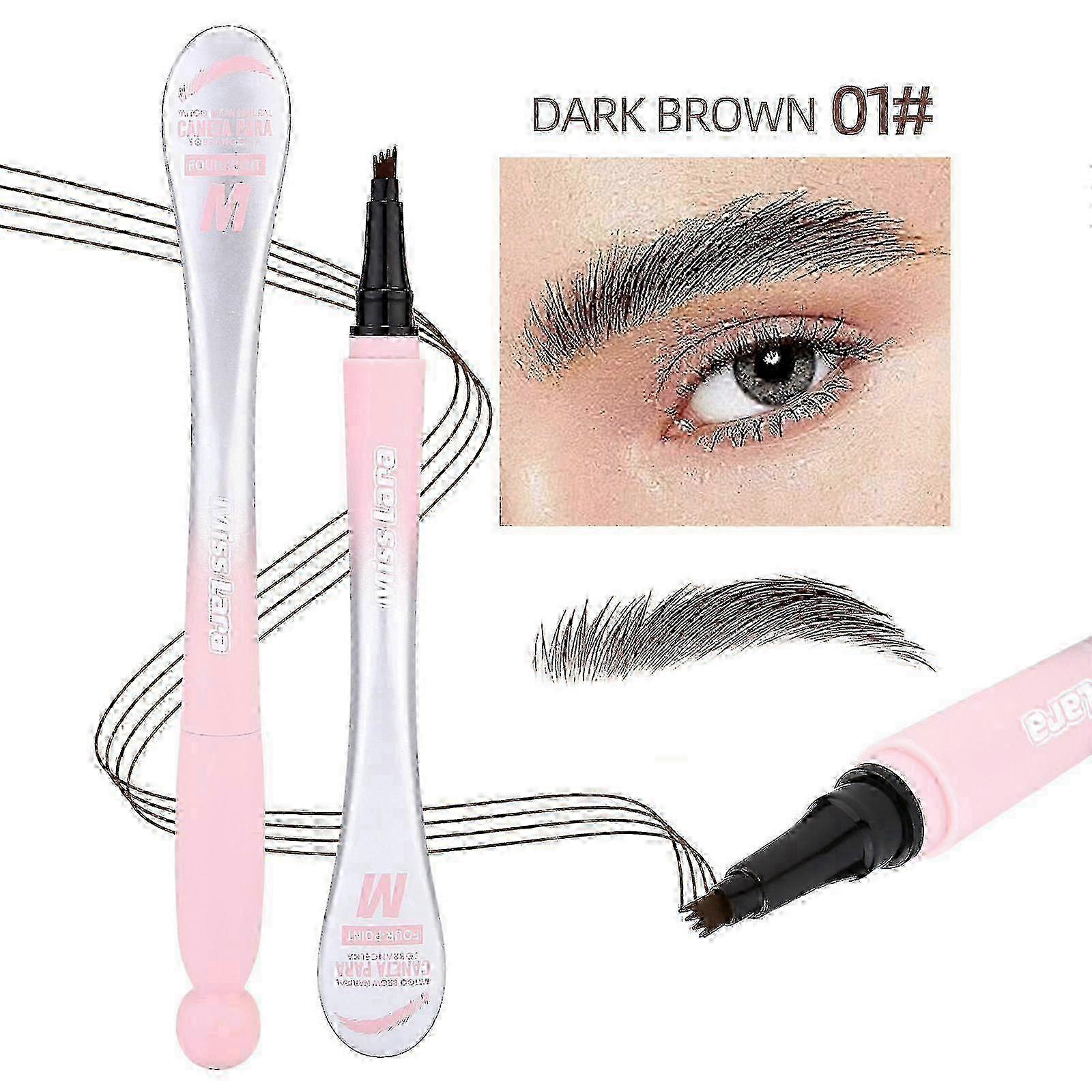 Waterproof Liquid Eyebrow Pencil 4 Teeth Durable Waterproof and Sweat Proof 3D Eyebrow Pencil Easily Create Natural and Provided Brows