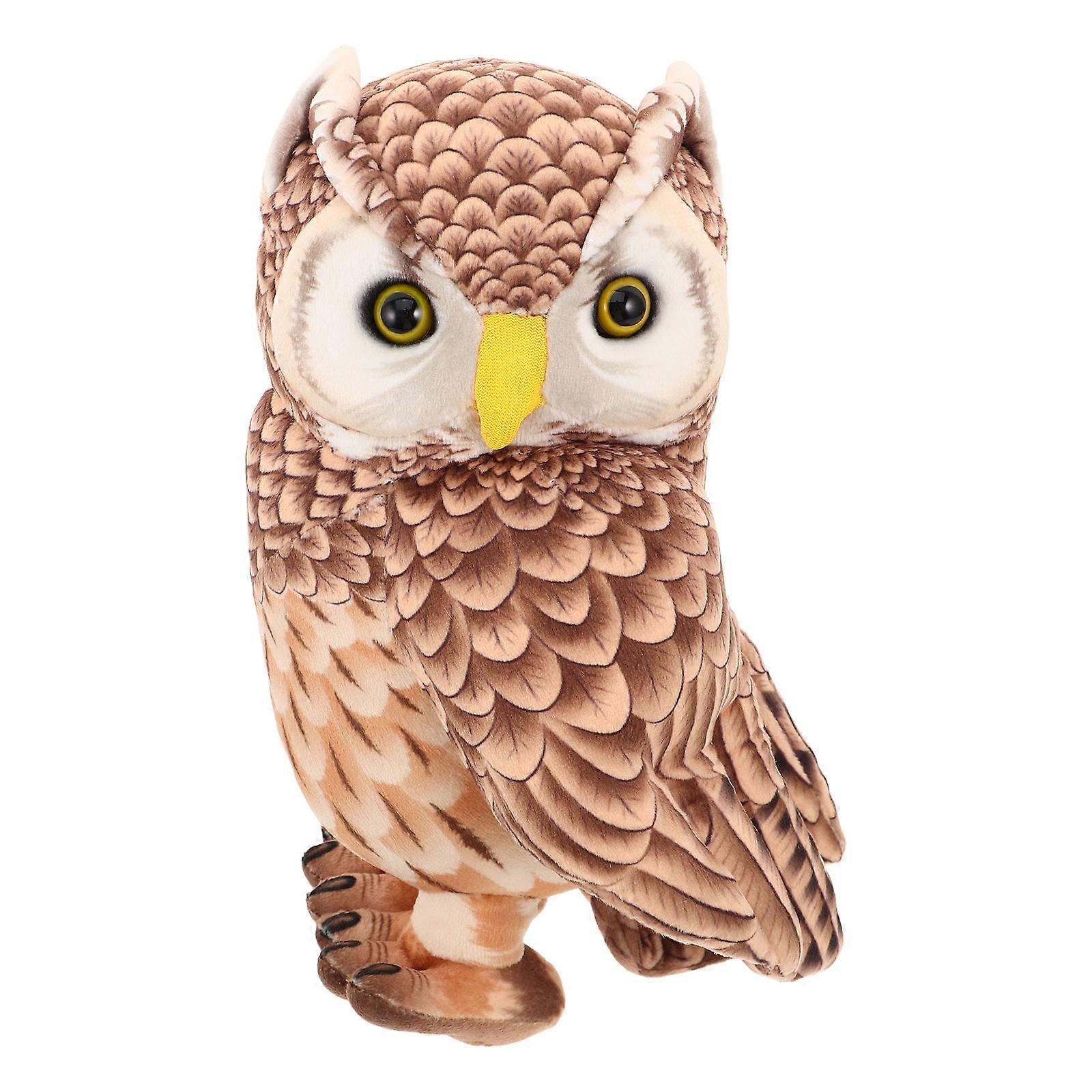 Owl Plush Pillow Soft Cushion for Home Use 1 Piece Light Brown Fabric
