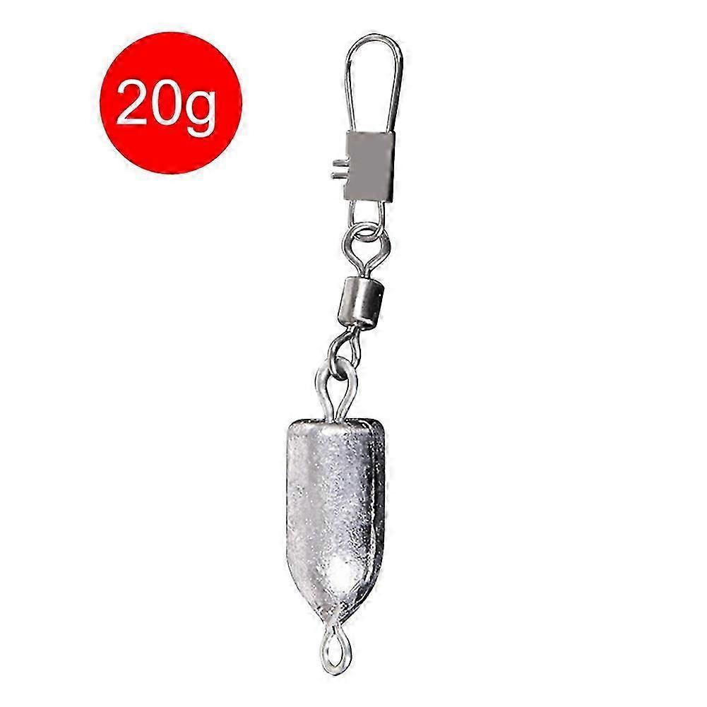 Water Fishing Sinker Bullet Weights Bullet Sinker Rolling Swivel Interlock Snap Connector Inline 10G/15G/20G/25G Fishing Tackle