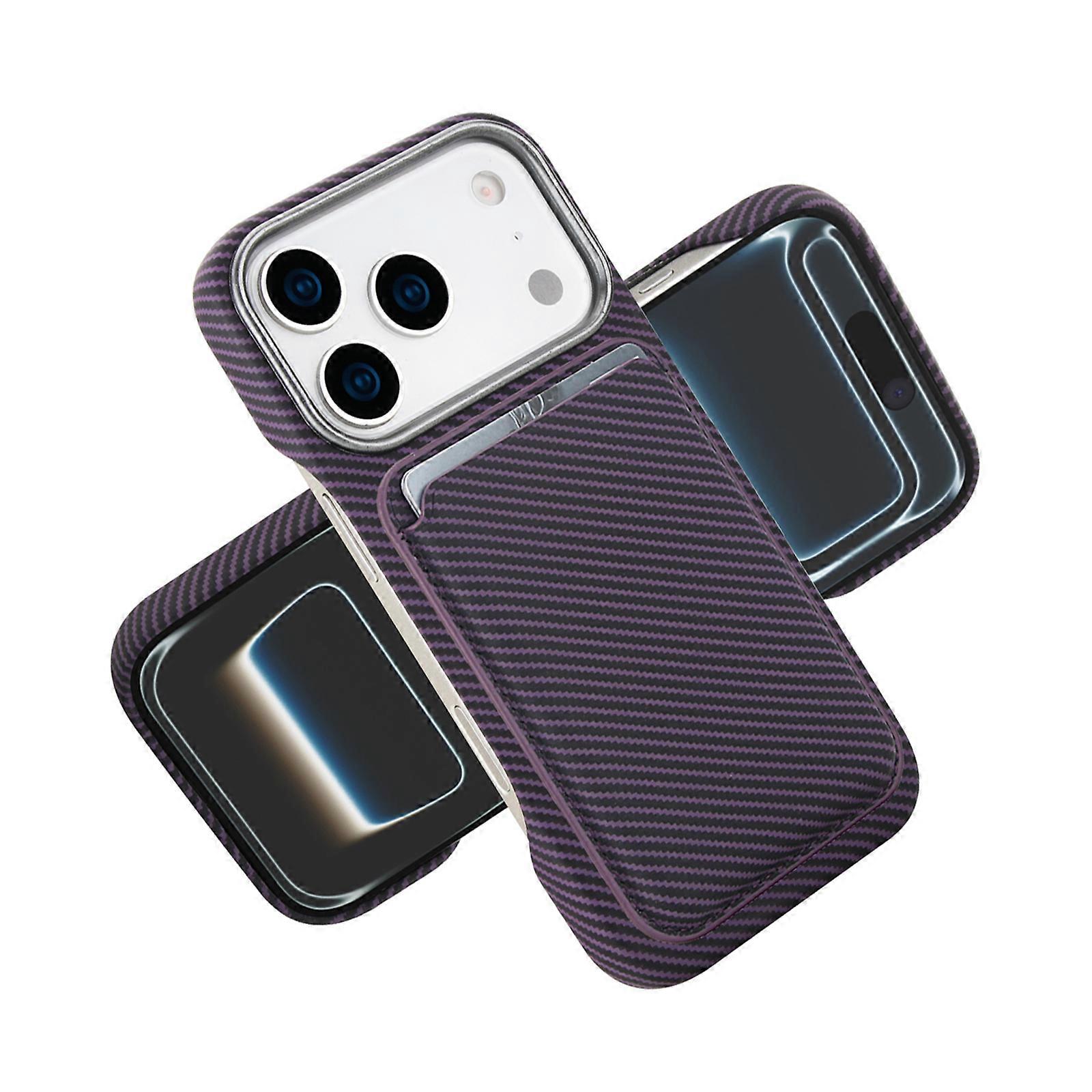 Fingerprint 17 Case Carbon Texture Wireless Charging Compatible Shockproof Protective Raised Camera  Purple