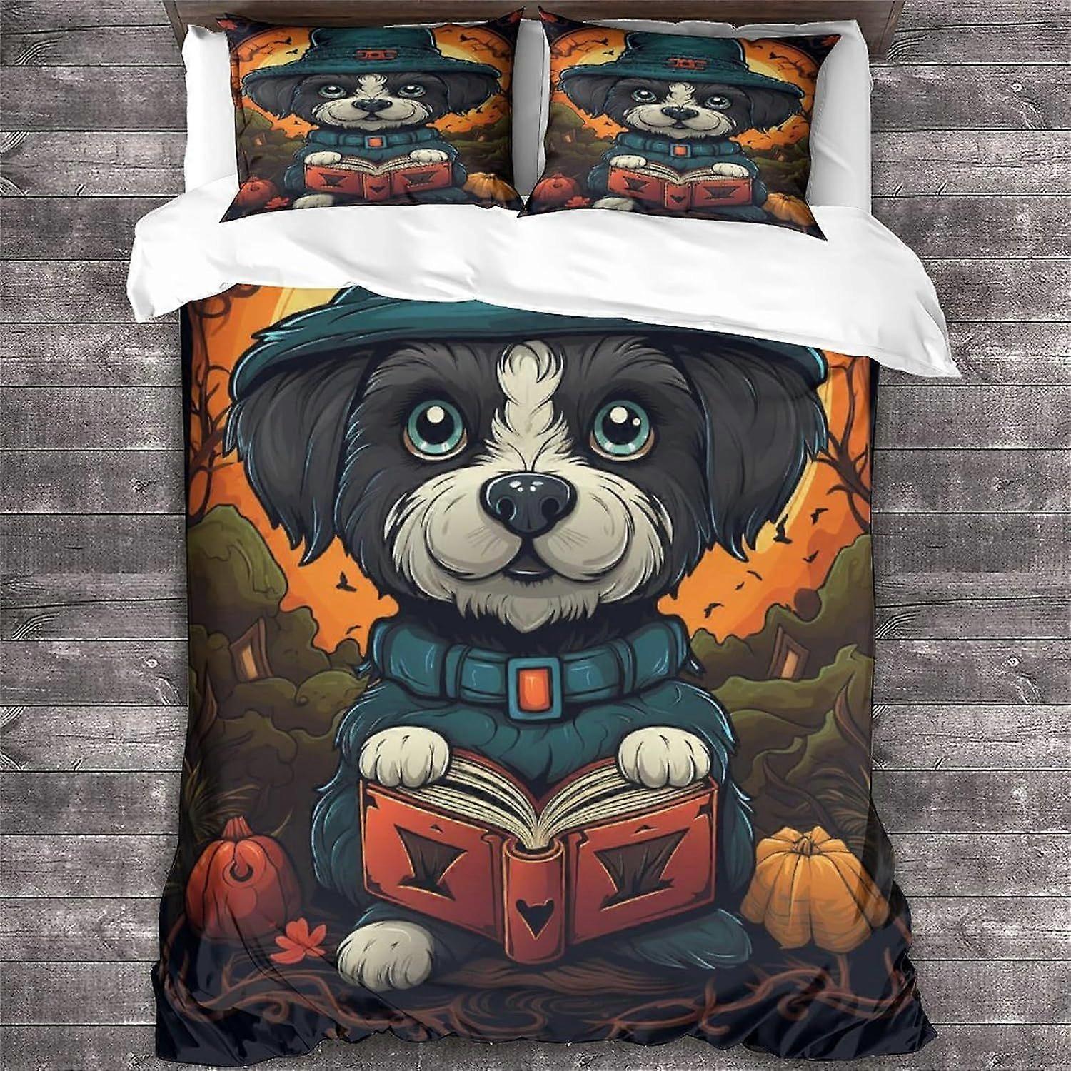 LikeEj الفراش للفتيات الأولاد نمط غطاء لحاف غطاء السرير 3 قطع هالوين غطاء لحاف مجموعة للسرير الملك