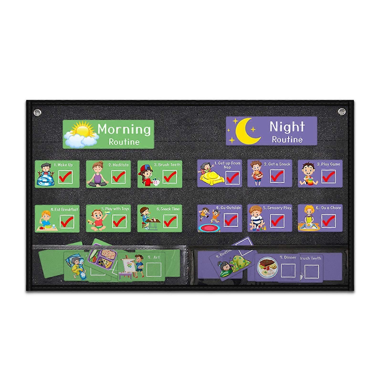 Daily Routine Chart for Toddler 2 in 1 Morning Night Visual Schedule for Parents with Autistic Children