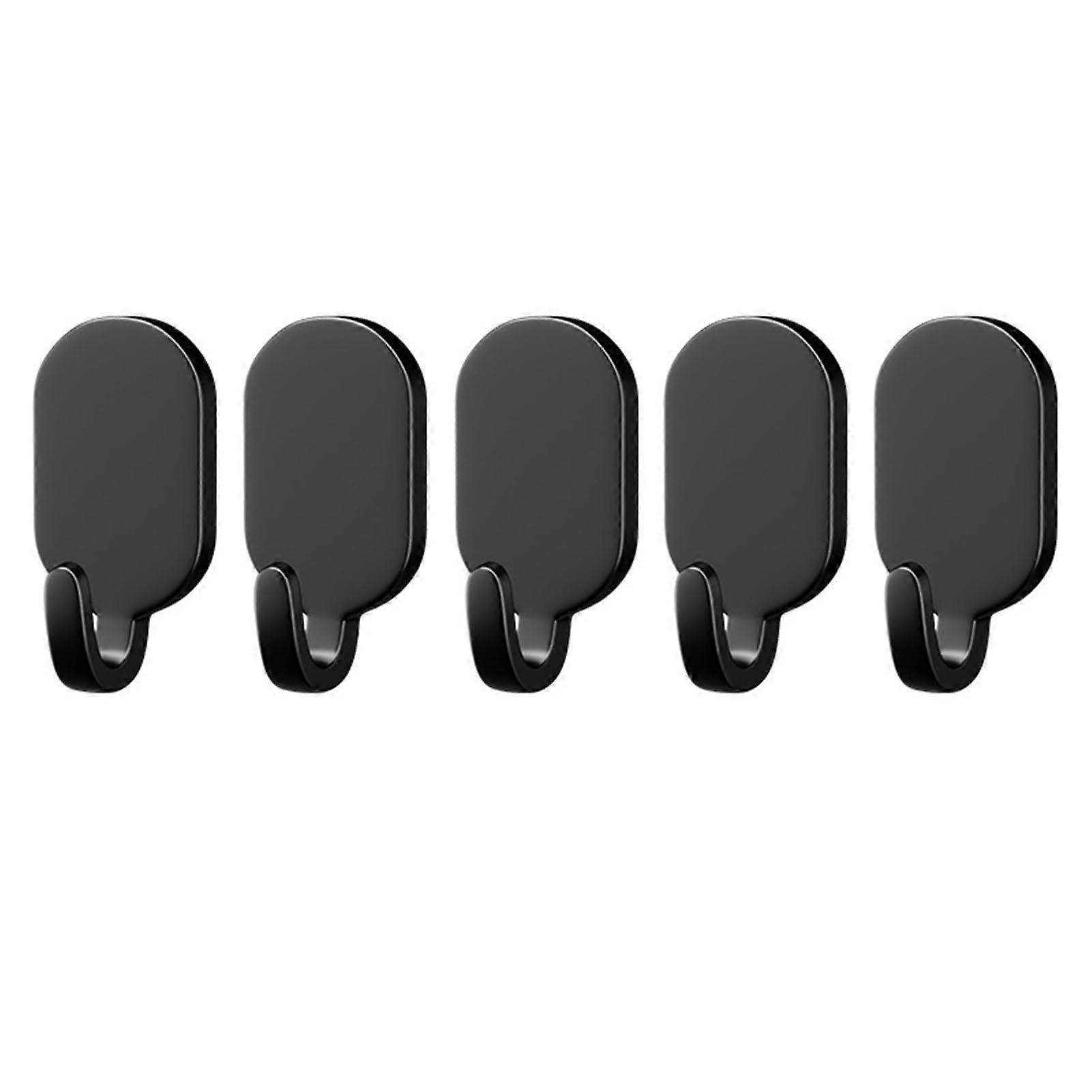 RustResistant Carbon Steel Adhesive Wall Hooks Set of 5 for Keys Bags Towels Clothes Umbrella