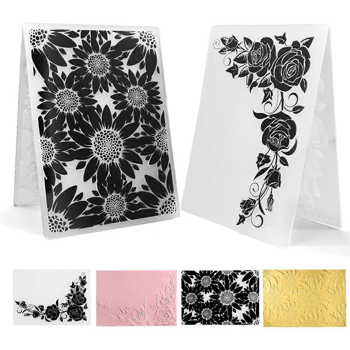 3D Embossing Folders for Card Making, Sunflower Embossing Folder and Rose Embossing Folder. Suitabl