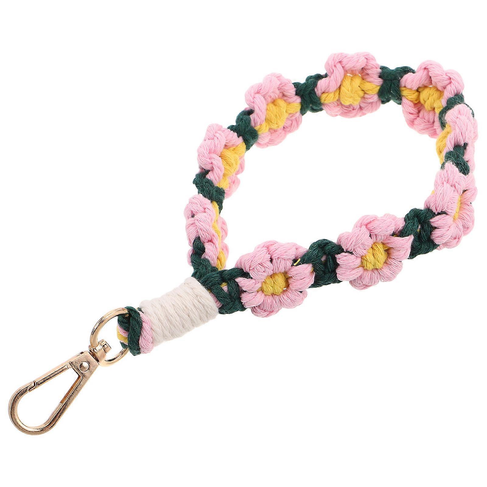 Handmade Bohemian Lace Keychain Daisy Woven Wristlet Keychain Strap