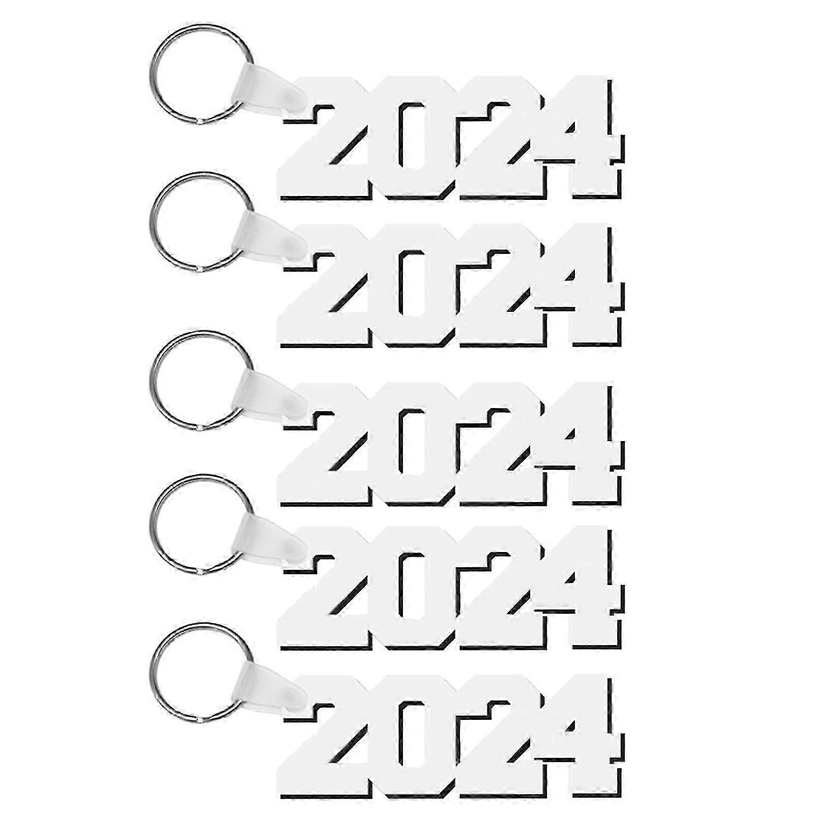 5 Pieces Blank Keys Rings Keychain Sublimation Blank Products Year Number Shape Printable Blanks Keychain Alloy Material