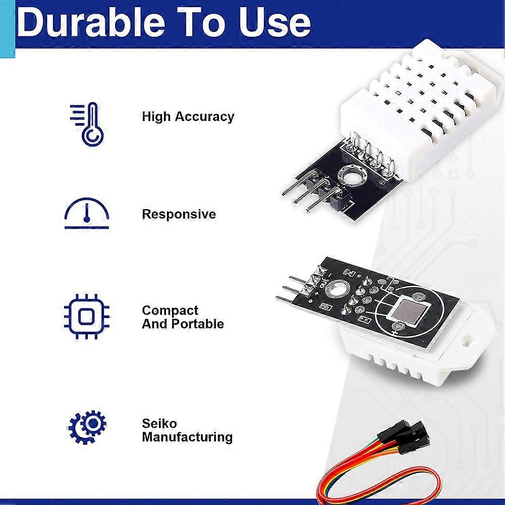 6 Set Temperature Humidity Sensor Module Digital Temperature Humidity Sensor 3.3V-5V with Wires, DHT22