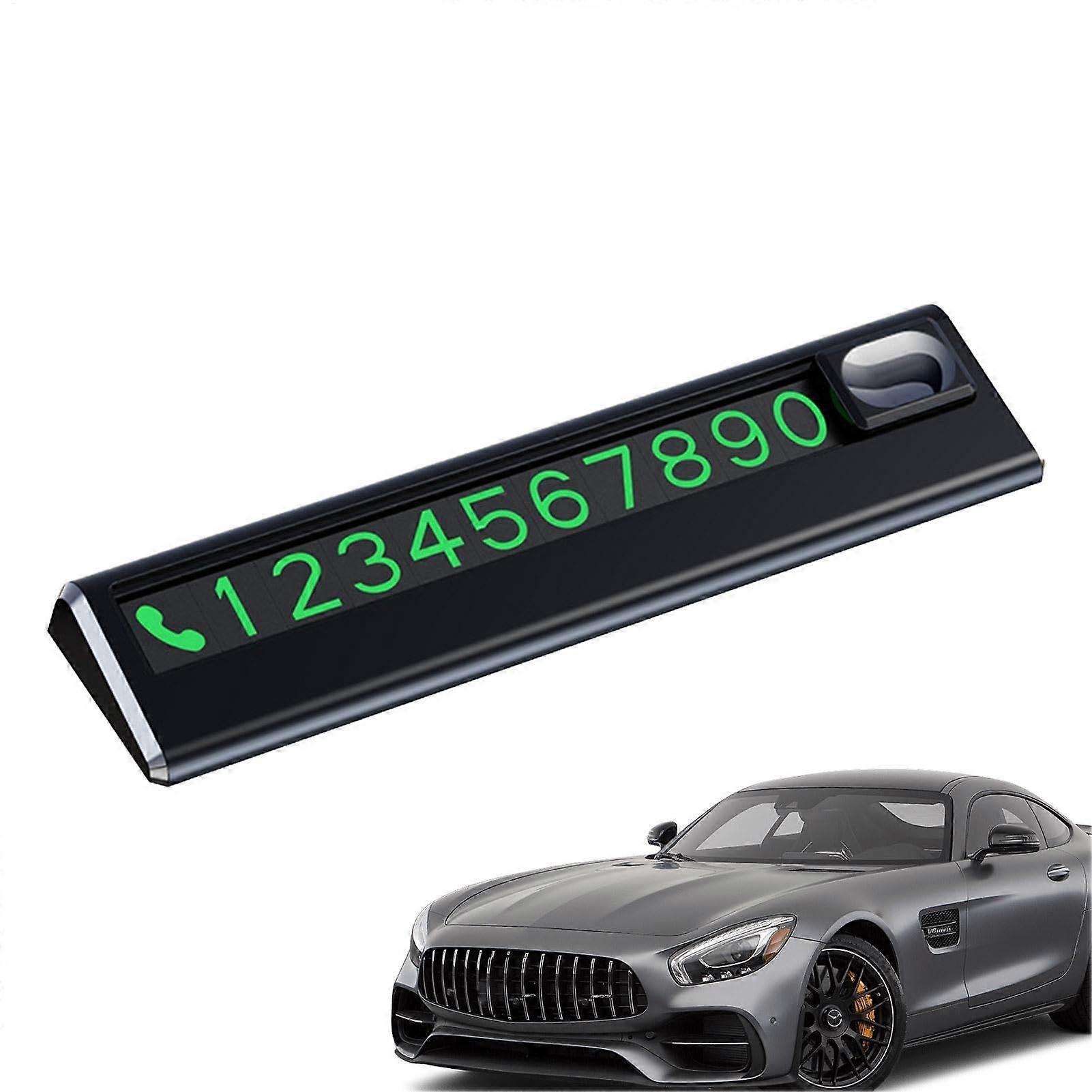 Magnetic Temporary Parking Phone Number Plate with GlowinDark Display for Car Dashboard