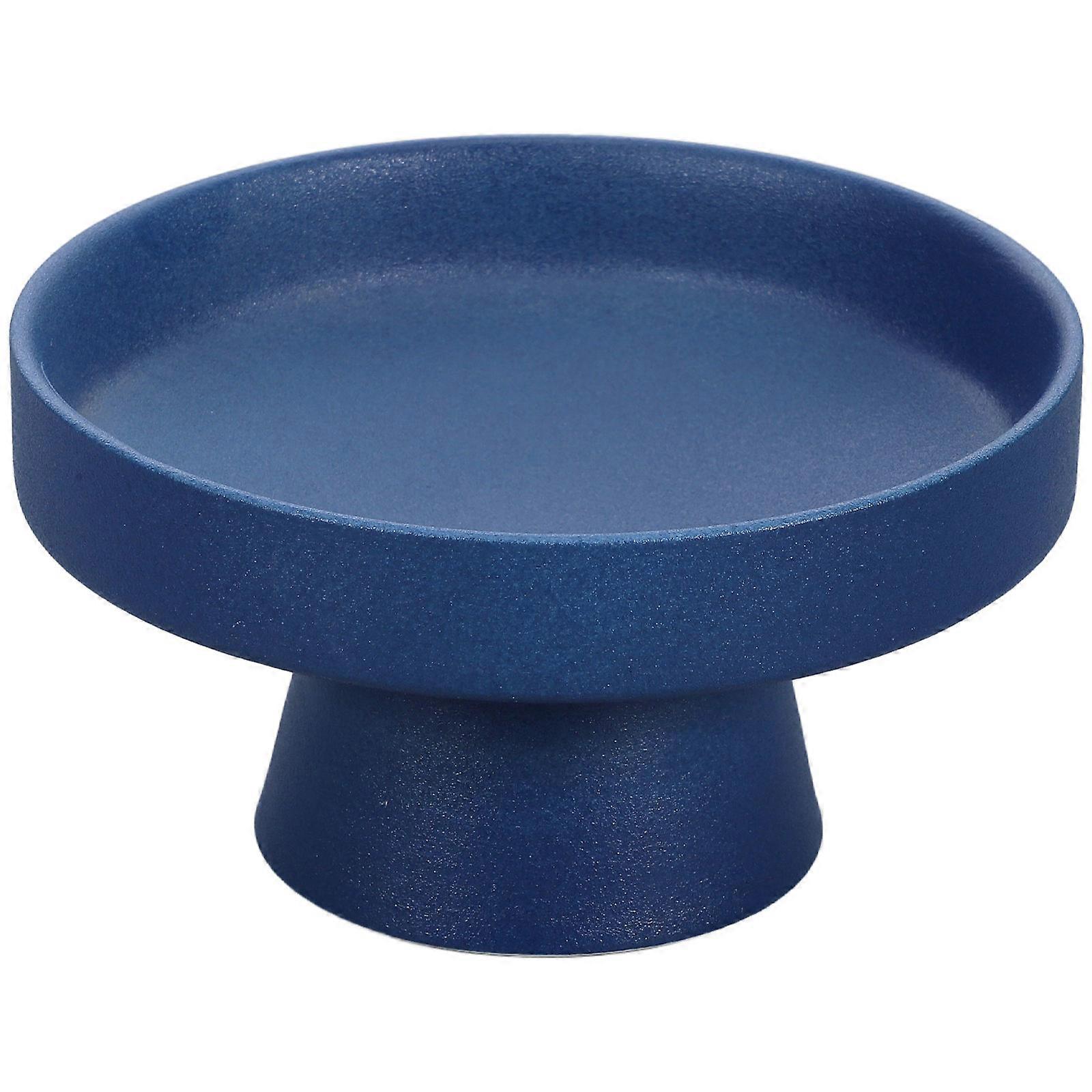 Ceramic Footed Fruit Tray for Kitchen Counter Serving Bowl Navy