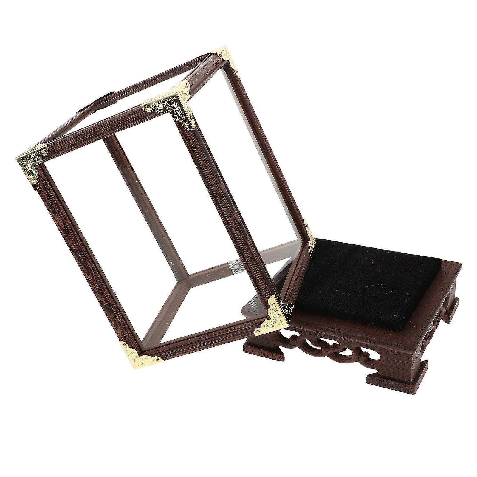 Transparent Display Box Clear Display Case for Collectibles with Black Base